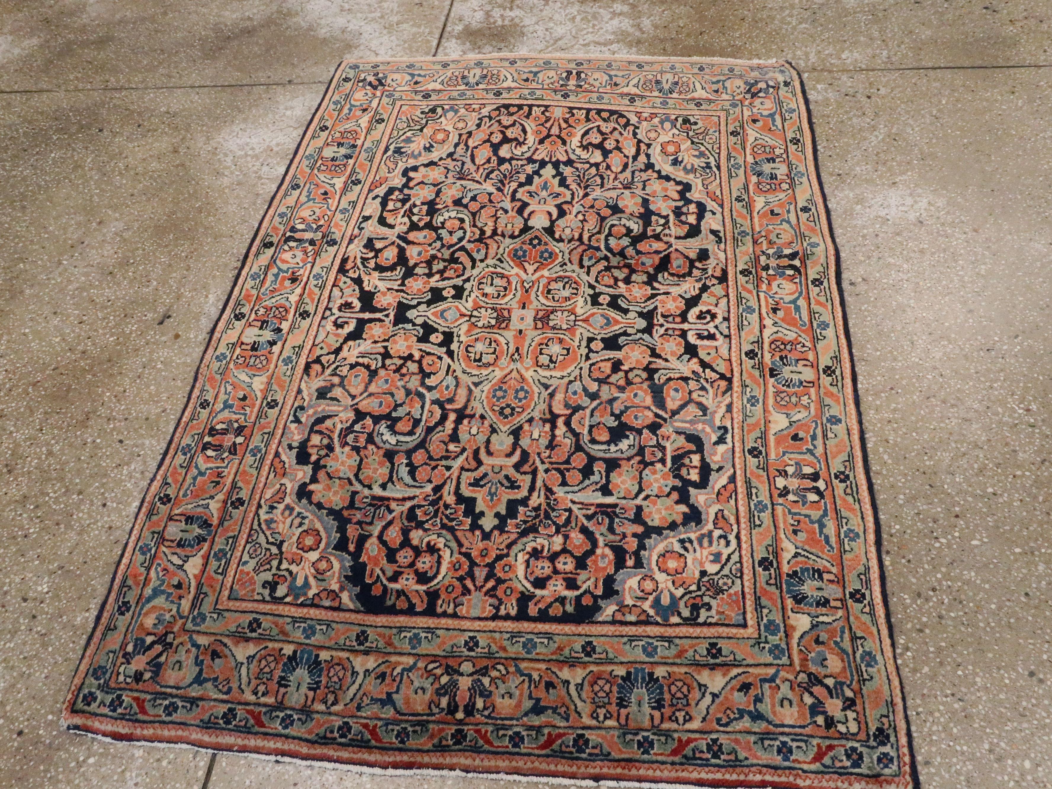 Hand-Knotted Vintage Persian Sarouk Rug