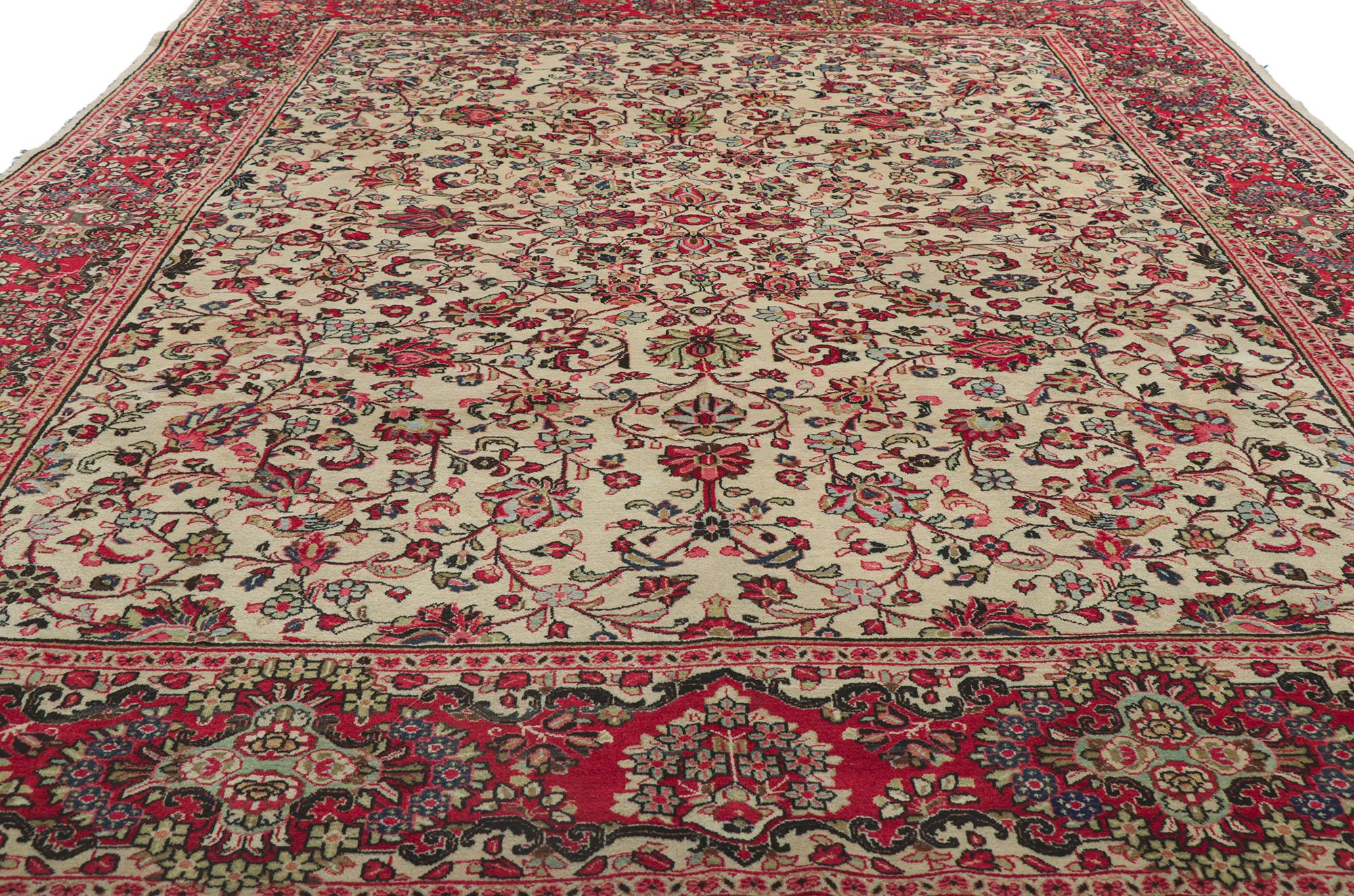 Hand-Knotted Vintage Persian Sarouk Rug, Neoclassic Elegance Meets Old World Charm For Sale