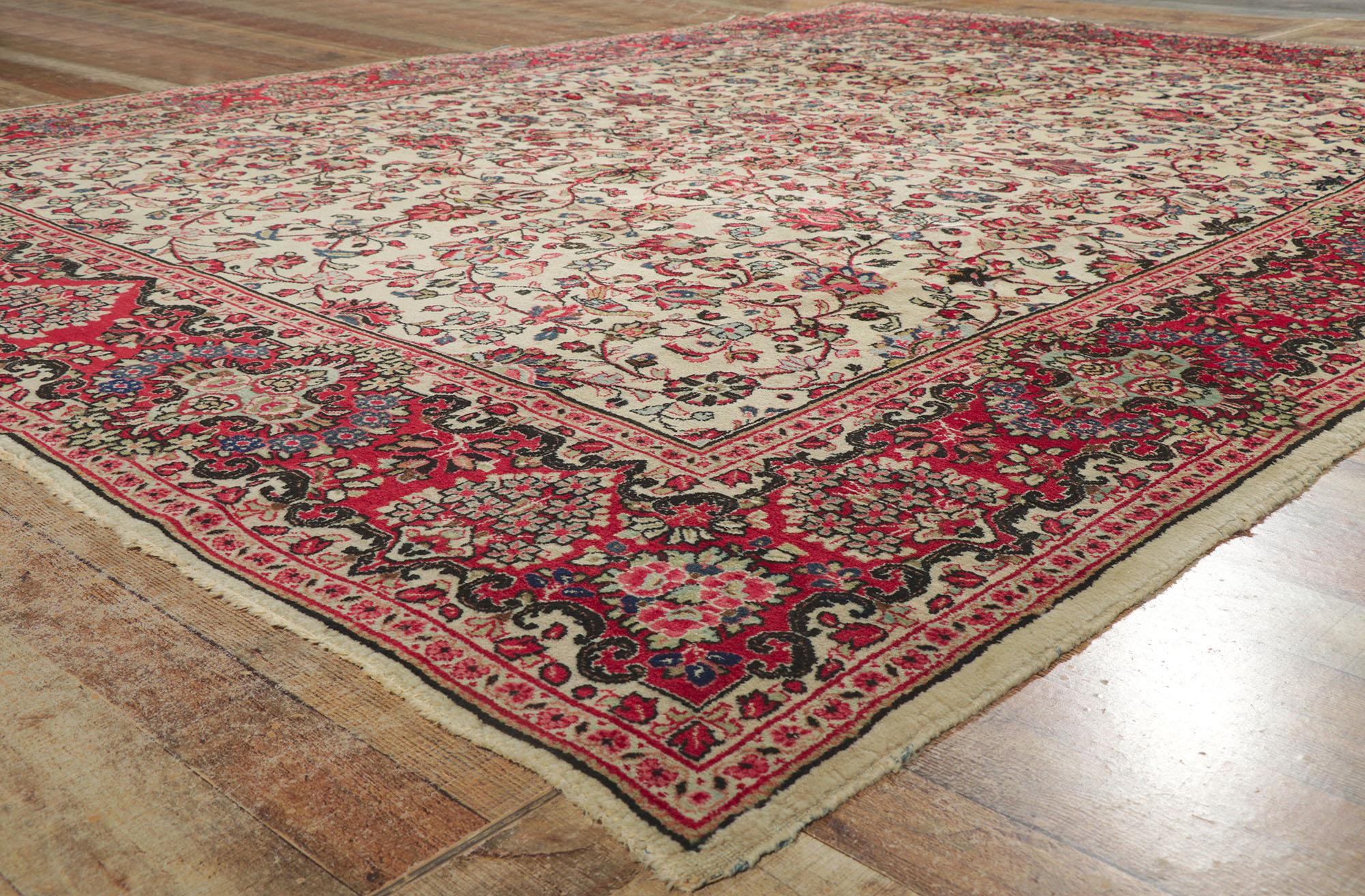 20th Century Vintage Persian Sarouk Rug, Neoclassic Elegance Meets Old World Charm For Sale