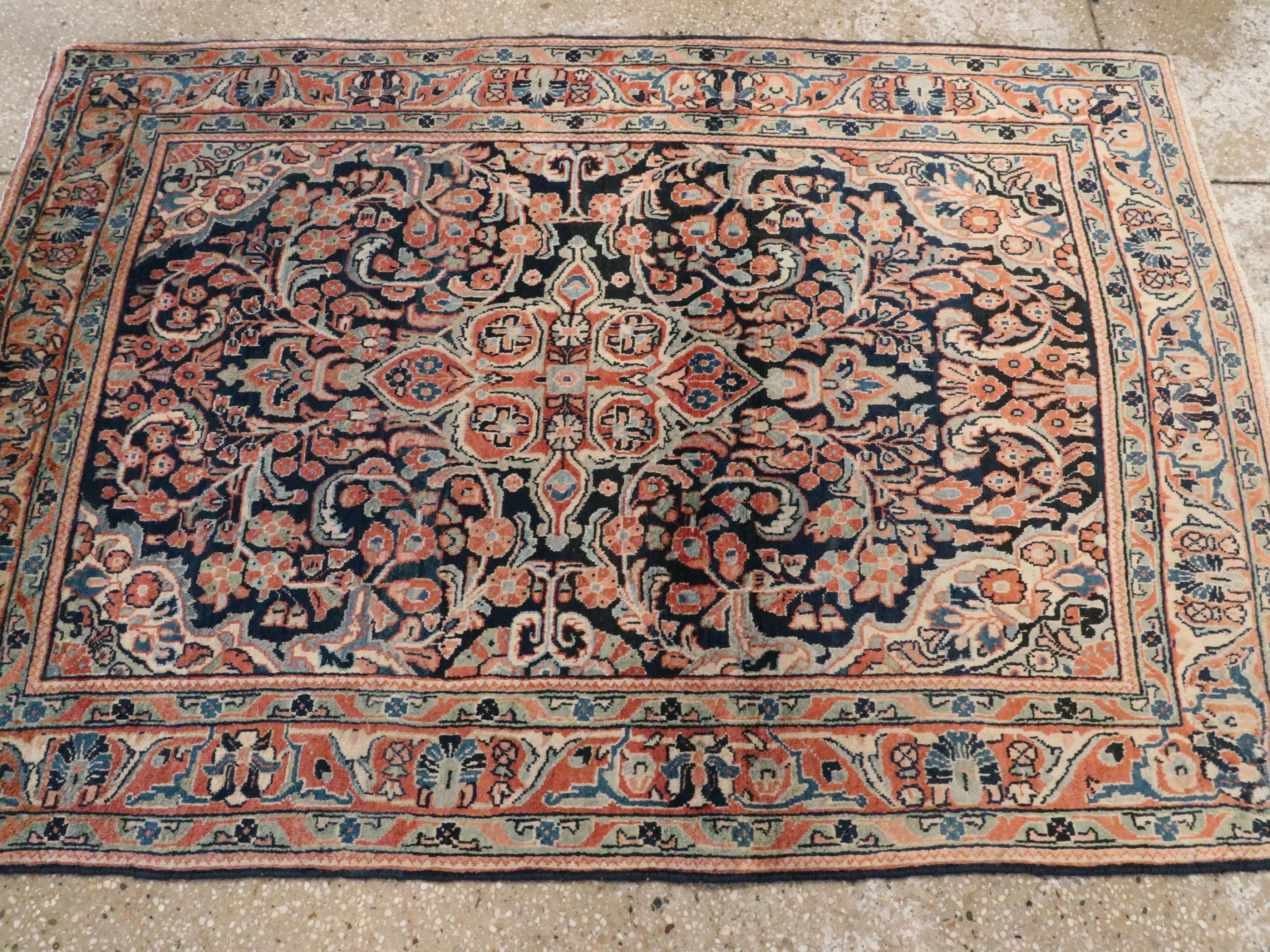 Wool Vintage Persian Sarouk Rug