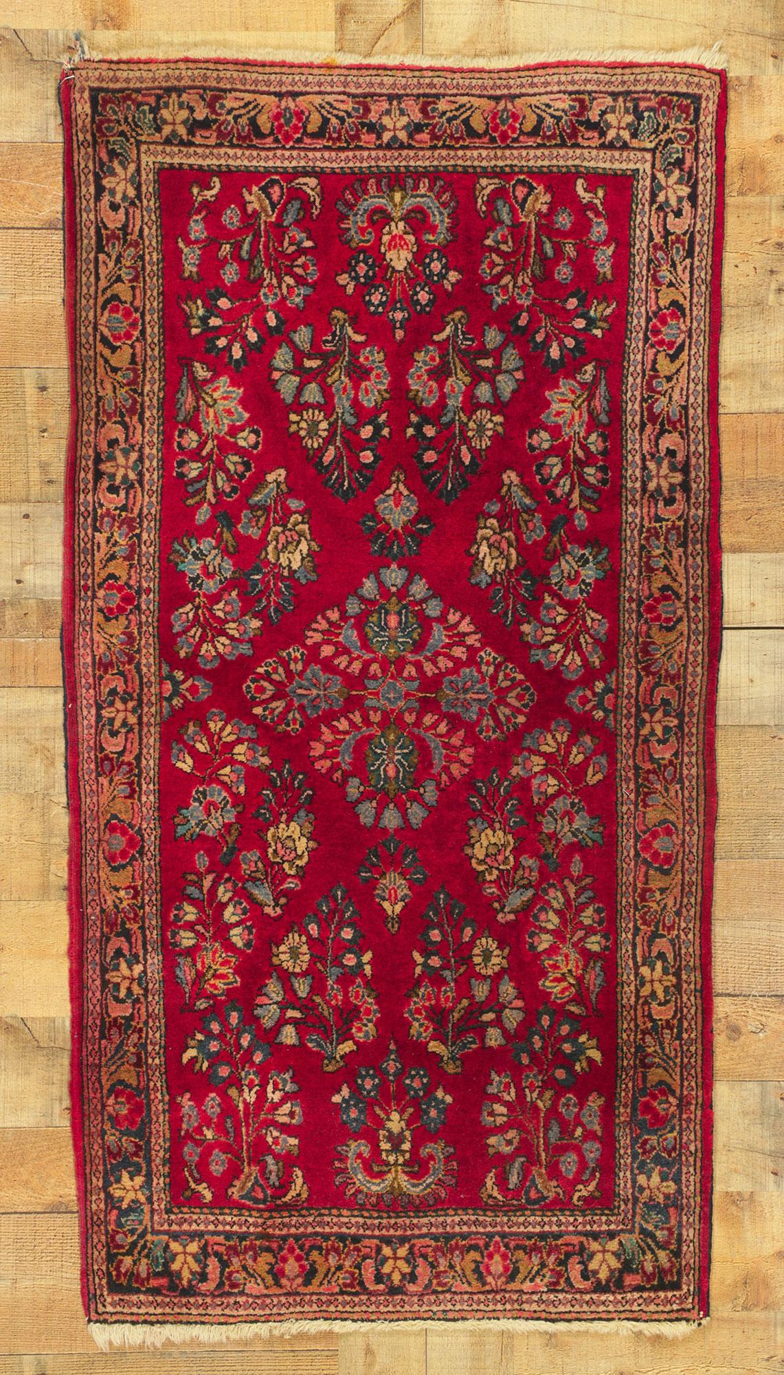 Wool Vintage Persian Sarouk Rug, Traditional Sensibility Meets Regal Allure For Sale