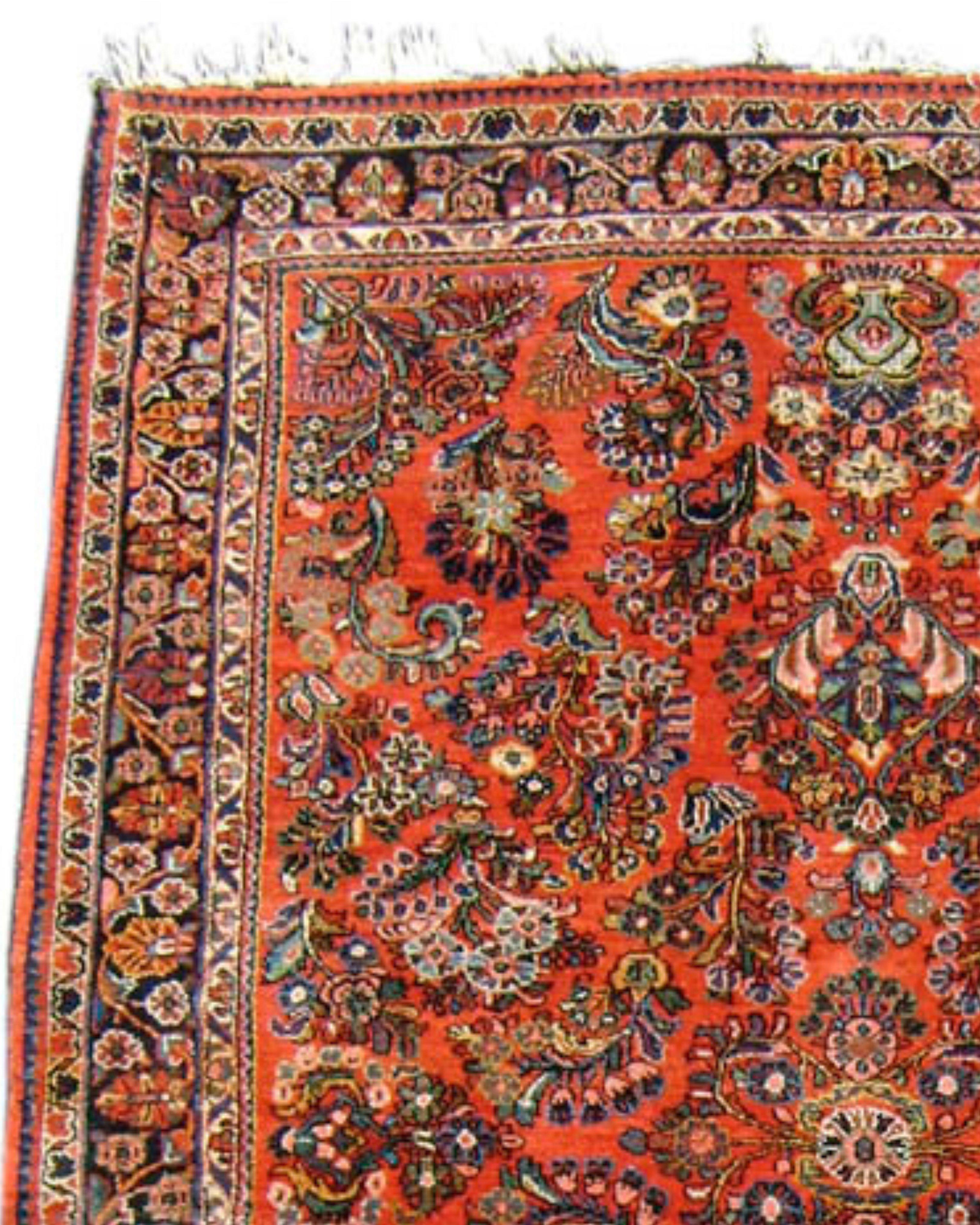 Hand-Knotted Vintage Persian Sarouk Rug, Mid-20th Century For Sale