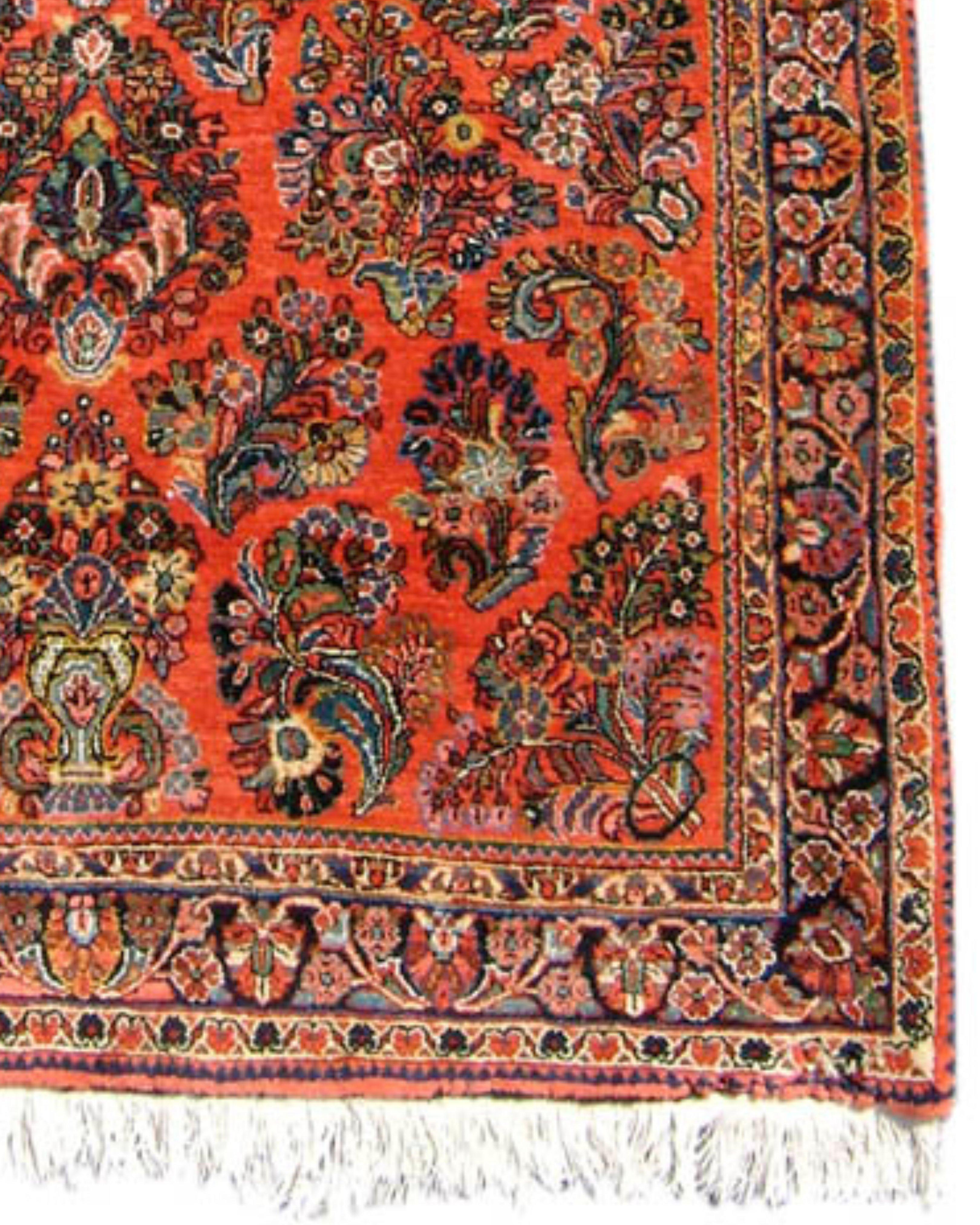 Wool Vintage Persian Sarouk Rug, Mid-20th Century For Sale