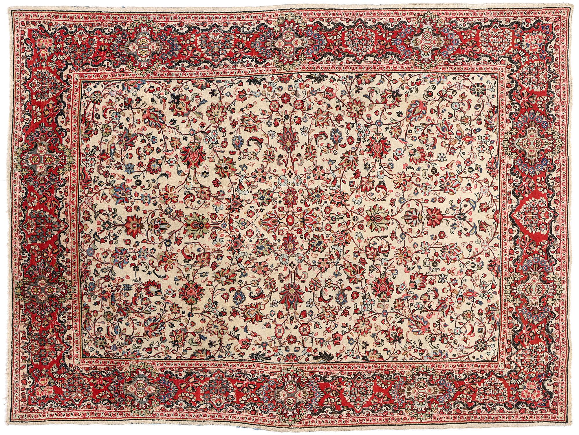 Tappeto persiano Sarouk vintage, l'eleganza neoclassica incontra il fascino del vecchio mondo in vendita 2