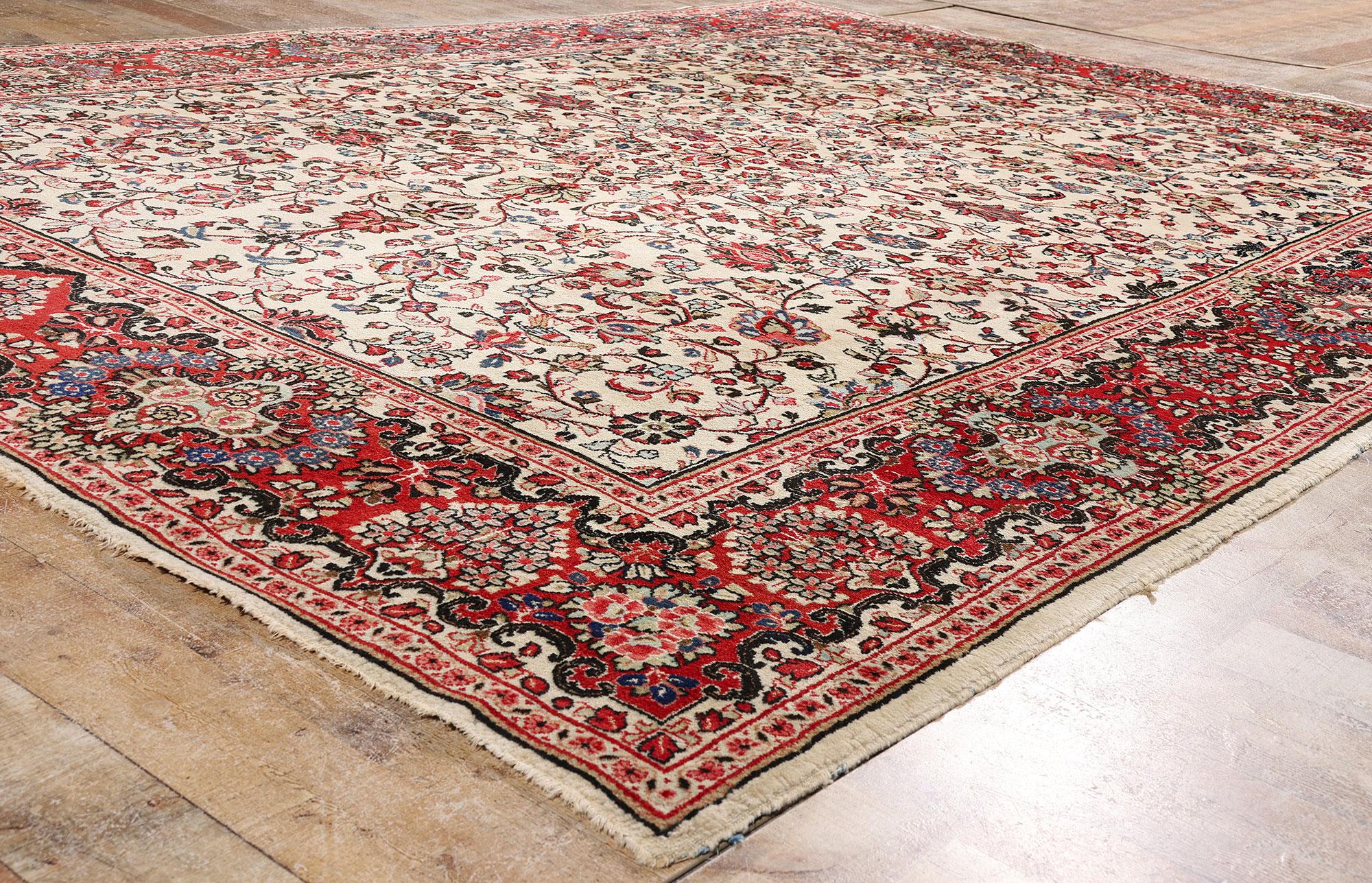 Tappeto persiano Sarouk vintage, l'eleganza neoclassica incontra il fascino del vecchio mondo in vendita 6