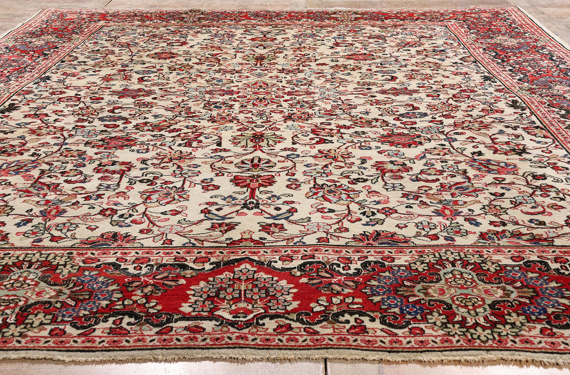 Tappeto persiano Sarouk vintage, l'eleganza neoclassica incontra il fascino del vecchio mondo in vendita 8