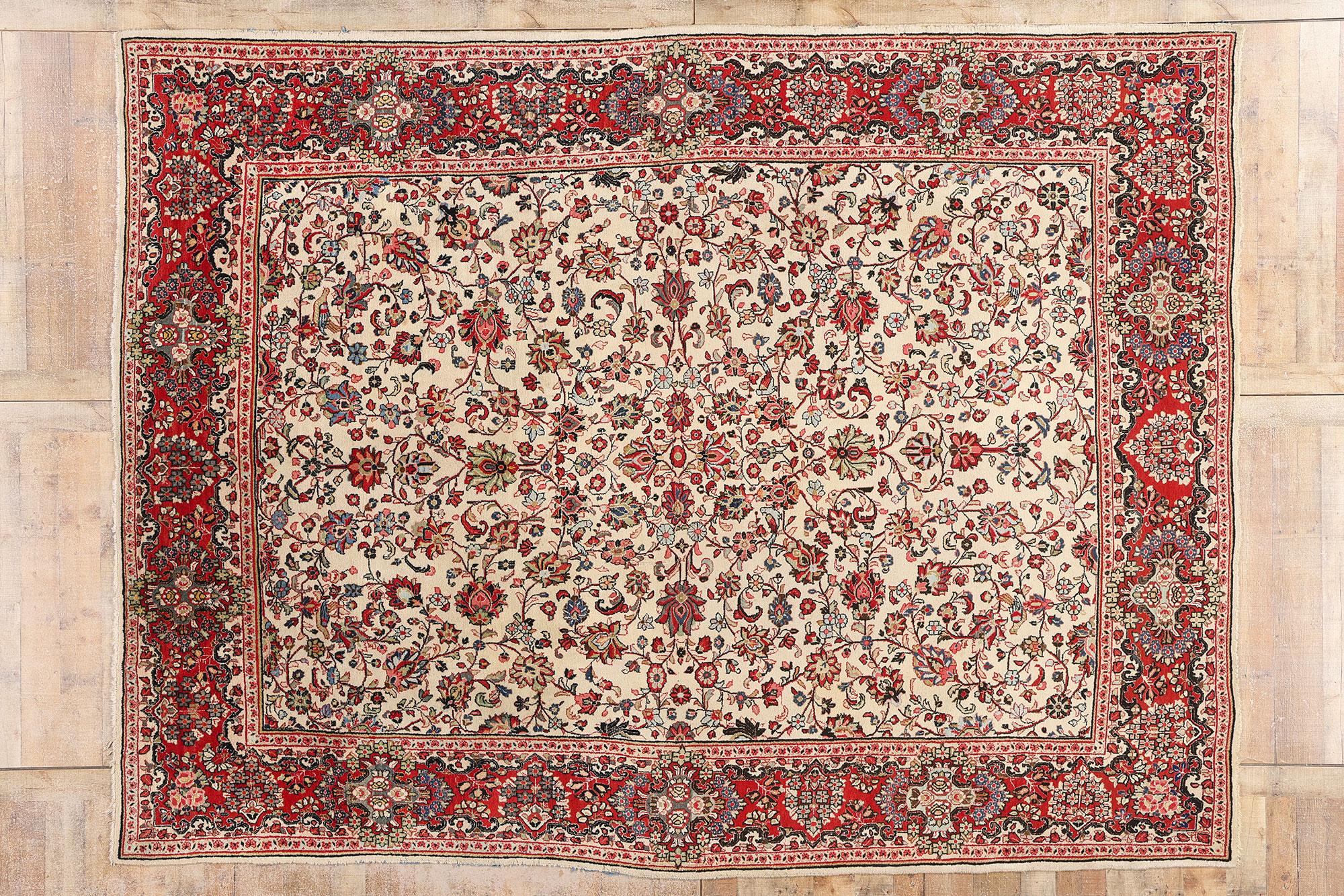 Tappeto persiano Sarouk vintage, l'eleganza neoclassica incontra il fascino del vecchio mondo in vendita 11