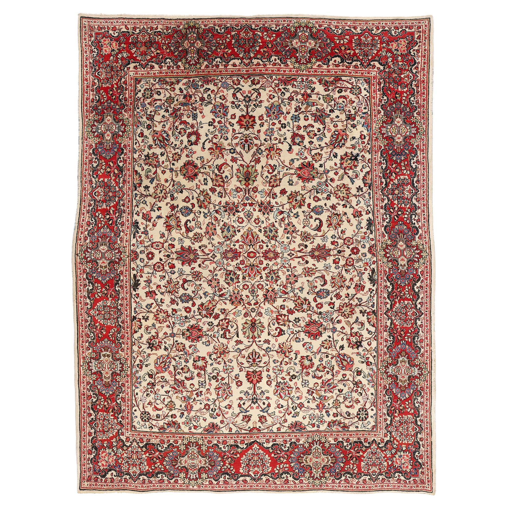 The Garden of Nobility: Vintage Persian Sarouk Masterpiece of Enduring Elegance