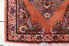 Vintage Persian Sarouk Rug, Rose Field Diamond Medallion, 2.3' x 2.6' - 1C1283