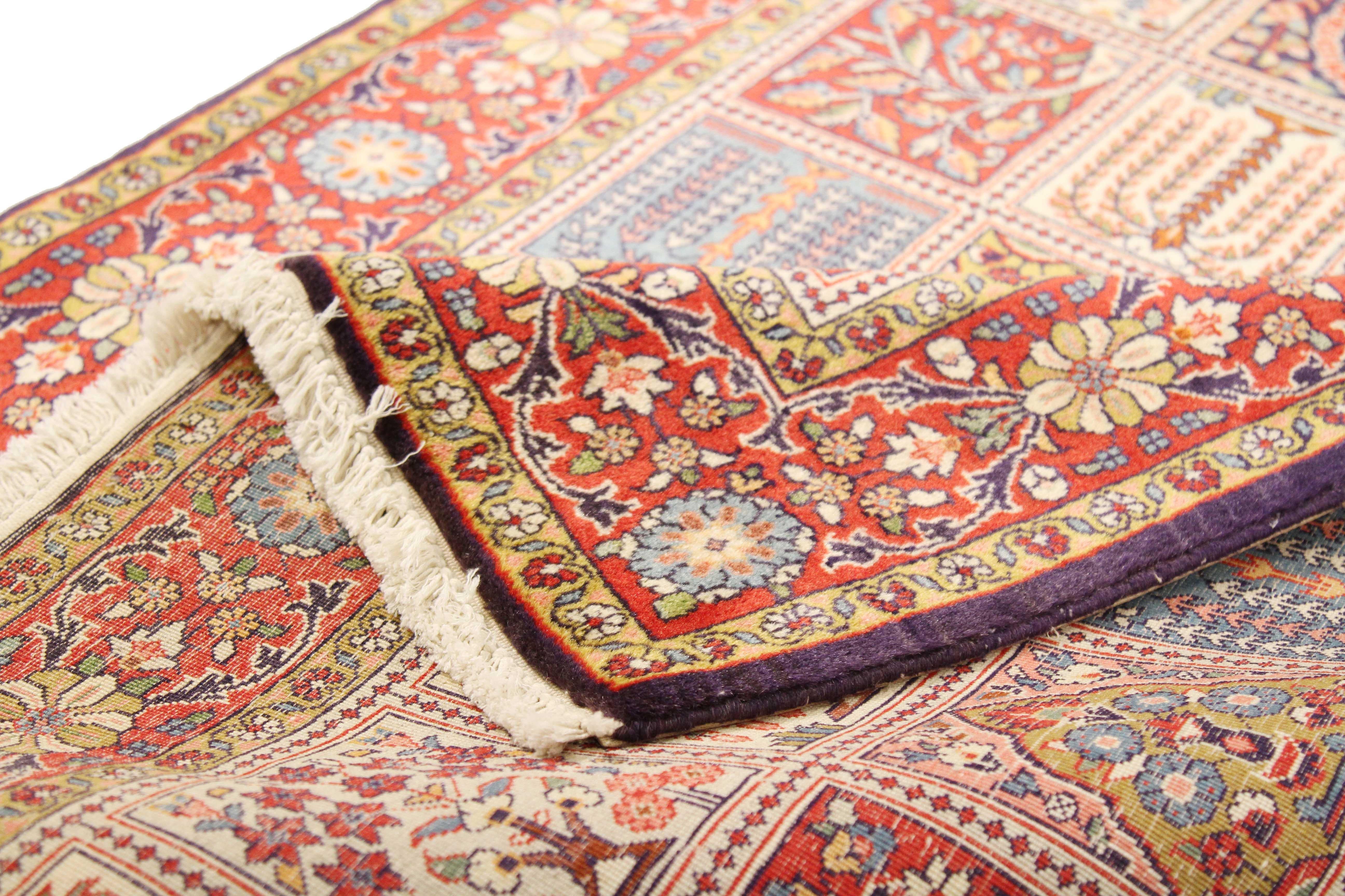 Sarouk Farahan Vintage Persian Sarouk Rug with Colored Tiles with Floral Details For Sale