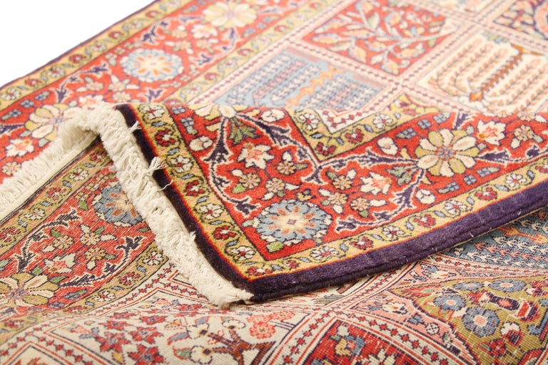 Vintage Persian Sarouk Rug with Colored Tiles with Floral Details For ...