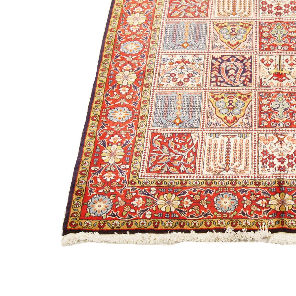 Hand-Woven Vintage Persian Sarouk Rug with Colored Tiles with Floral Details For Sale