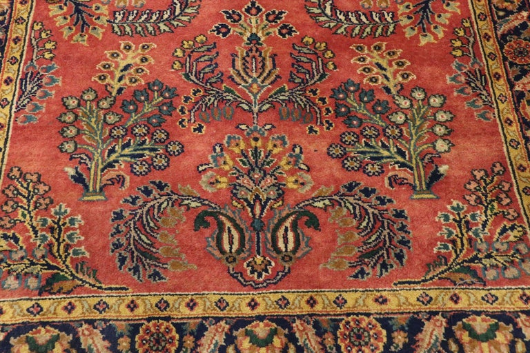 Vintage Persian Sarouk Rug with Romantic Jacobean Style For Sale at 1stDibs