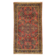 Tapis persan Sarouk vintage avec style jacobéen romantique