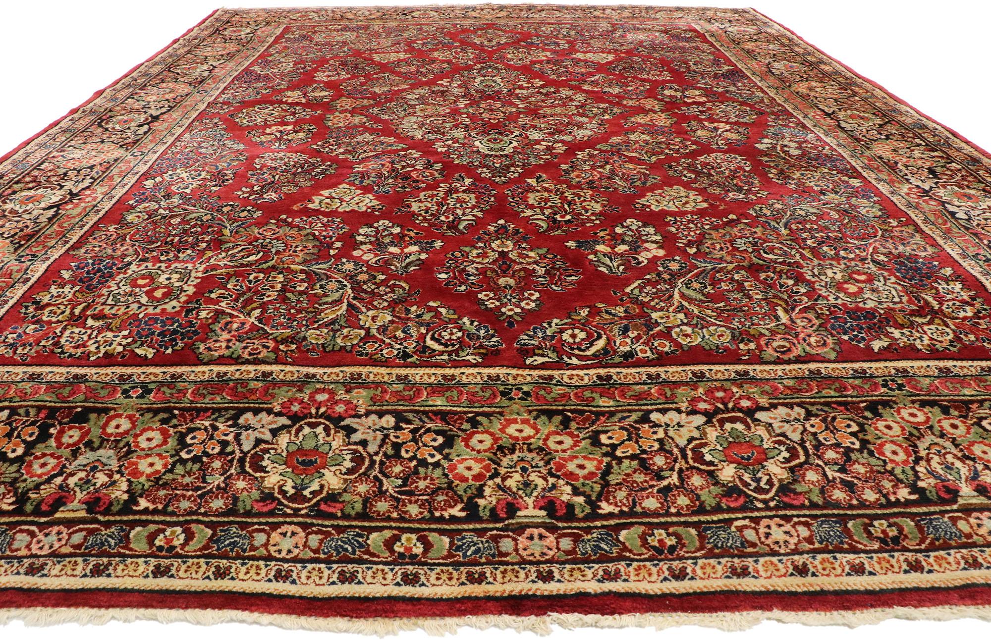 Sarouk Farahan Vintage Persian Sarouk Rug with Traditional English Tudor Manor Style For Sale