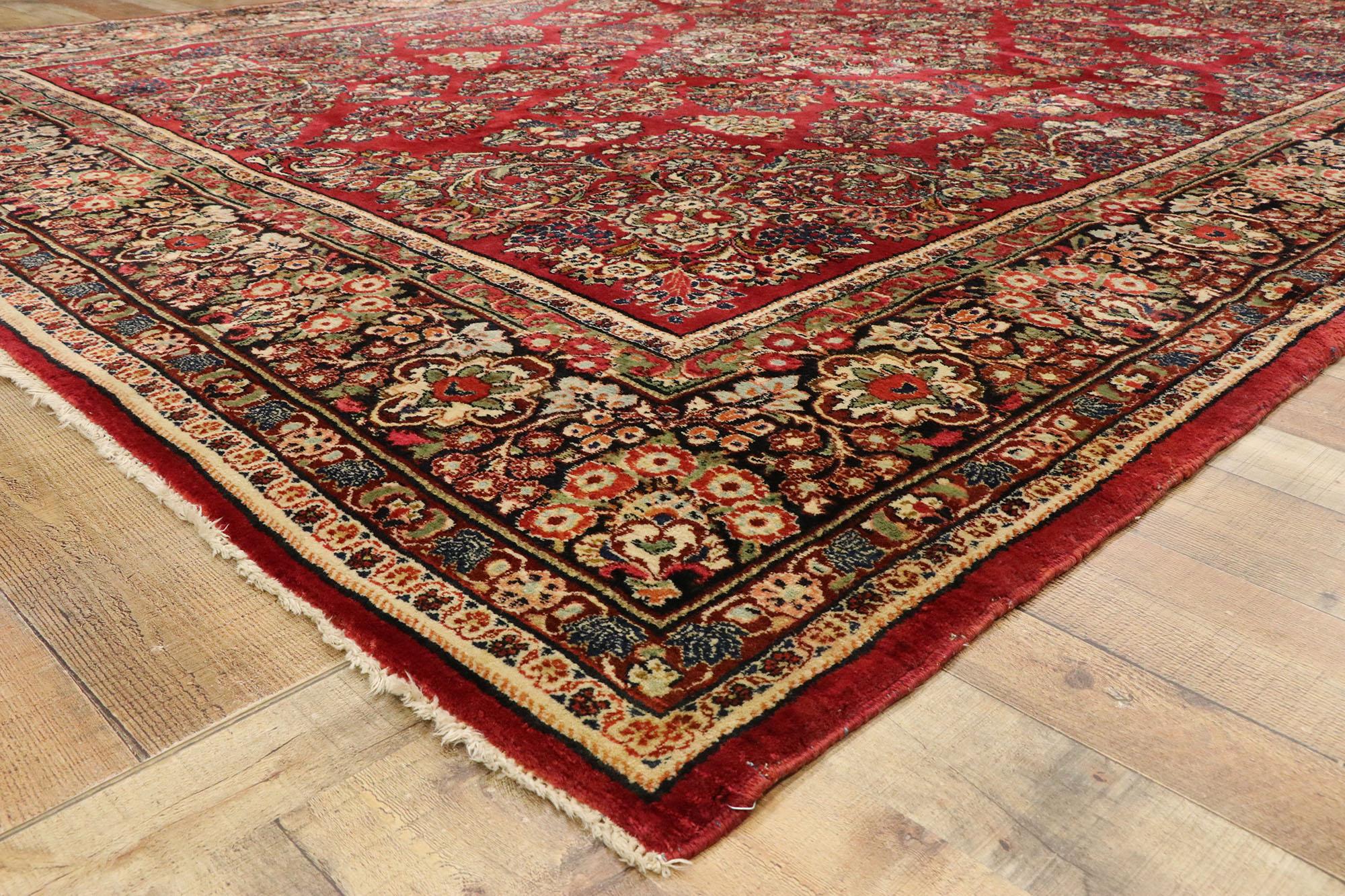 20th Century Vintage Persian Sarouk Rug with Traditional English Tudor Manor Style For Sale