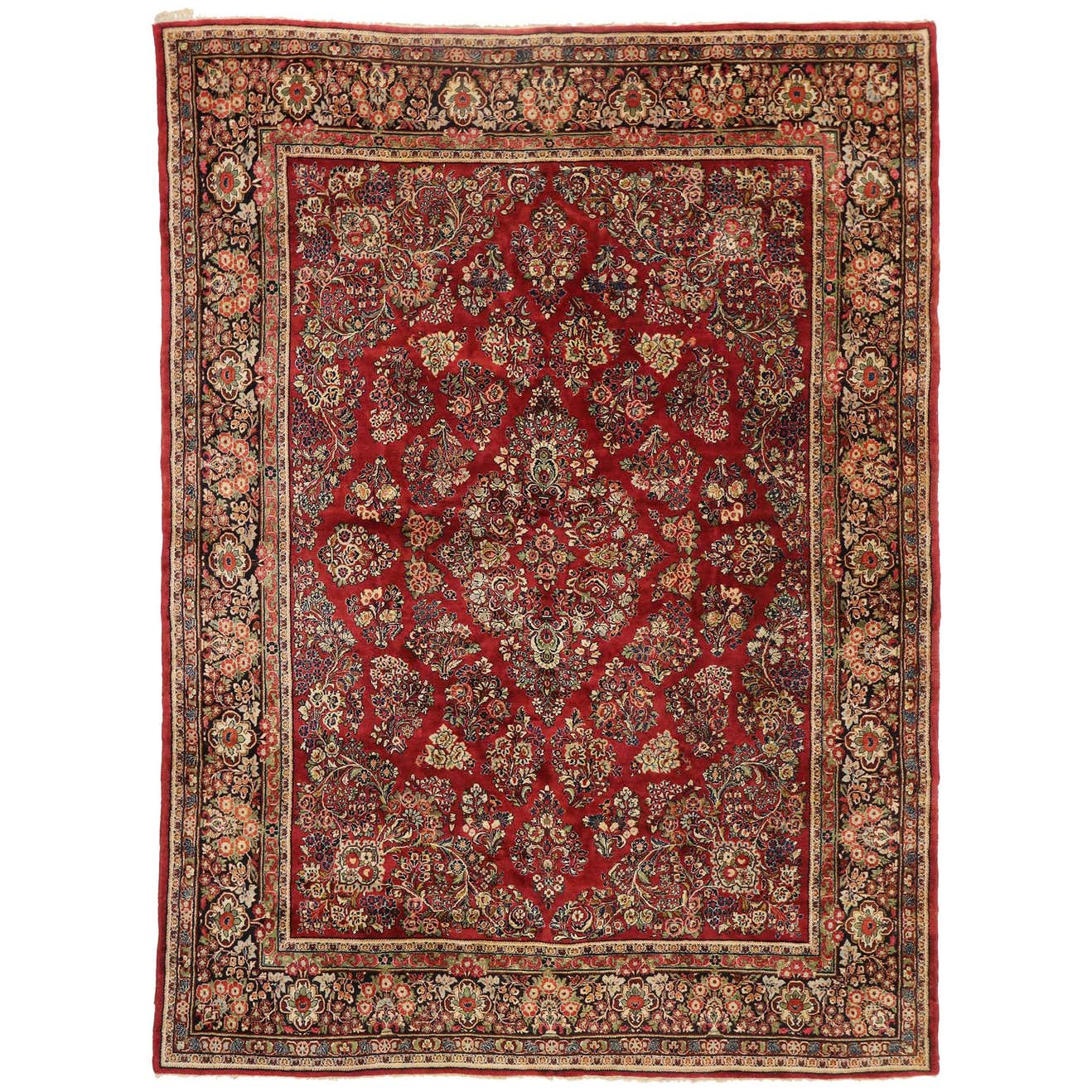 Vintage Persian Sarouk Rug with Traditional English Tudor Manor Style ...
