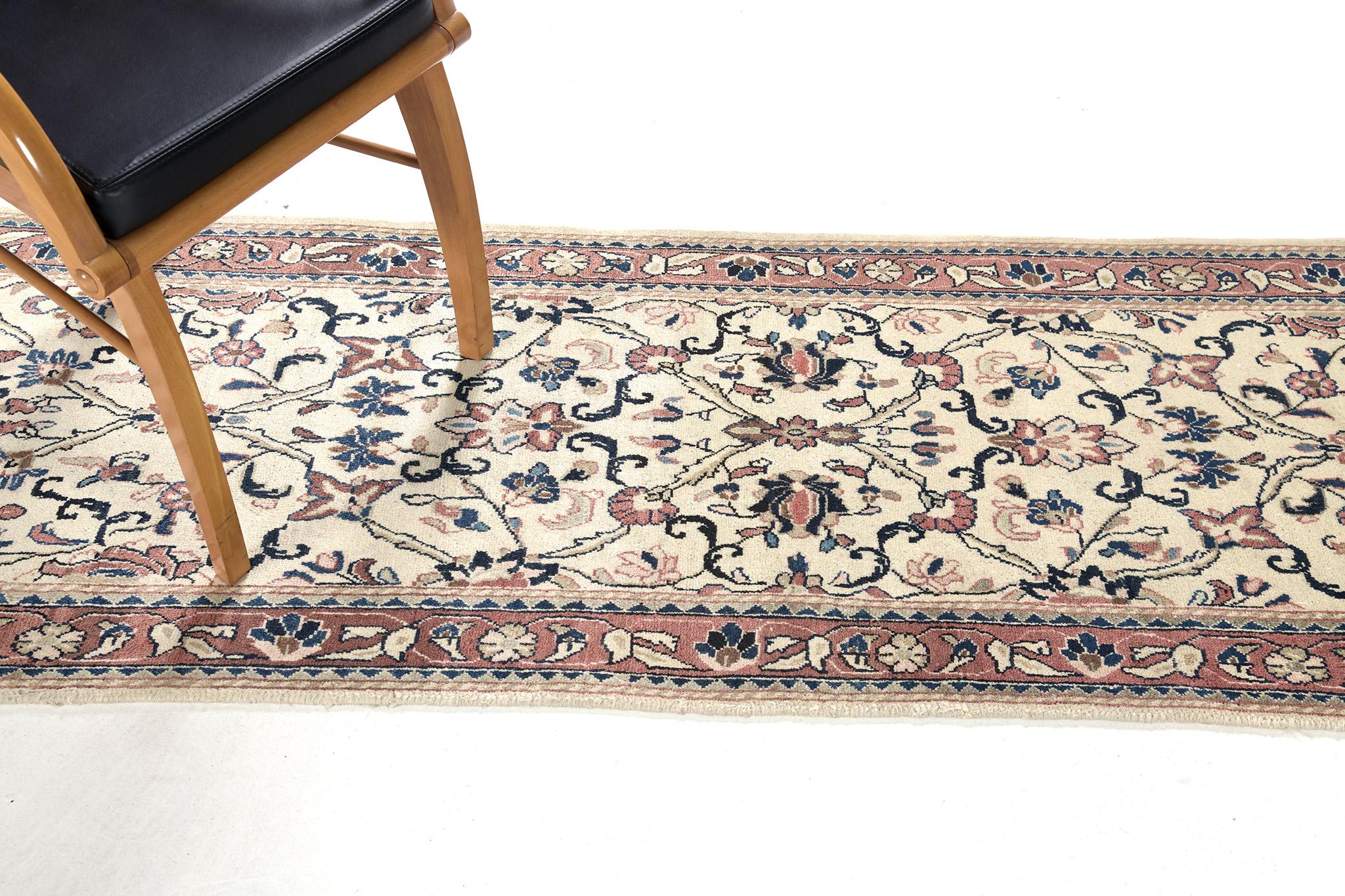 Hand-Knotted Vintage Persian Sarouk Runner 55228 For Sale