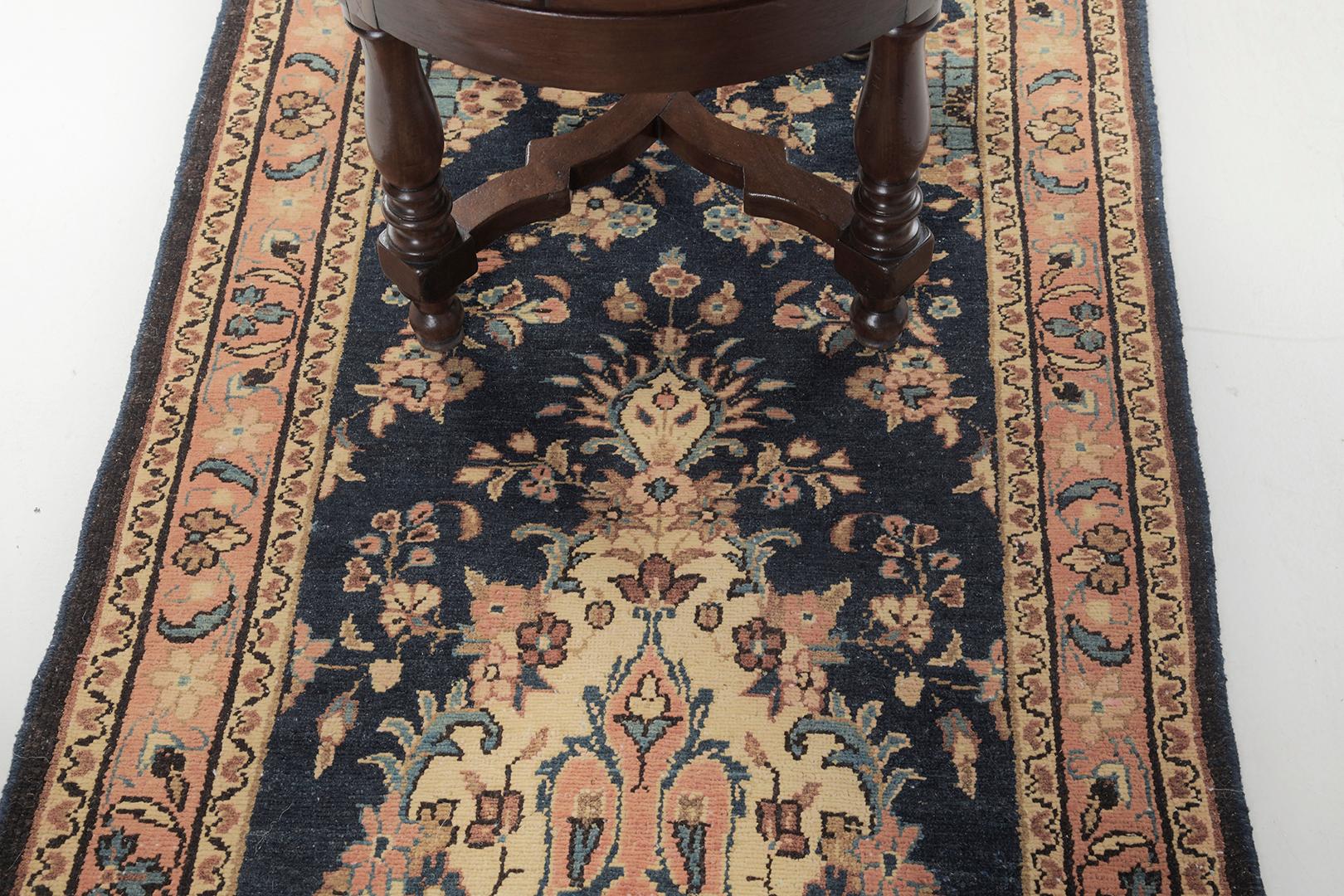 Hand-Knotted Vintage Persian Sarouk Runner by Mehraban Rugs