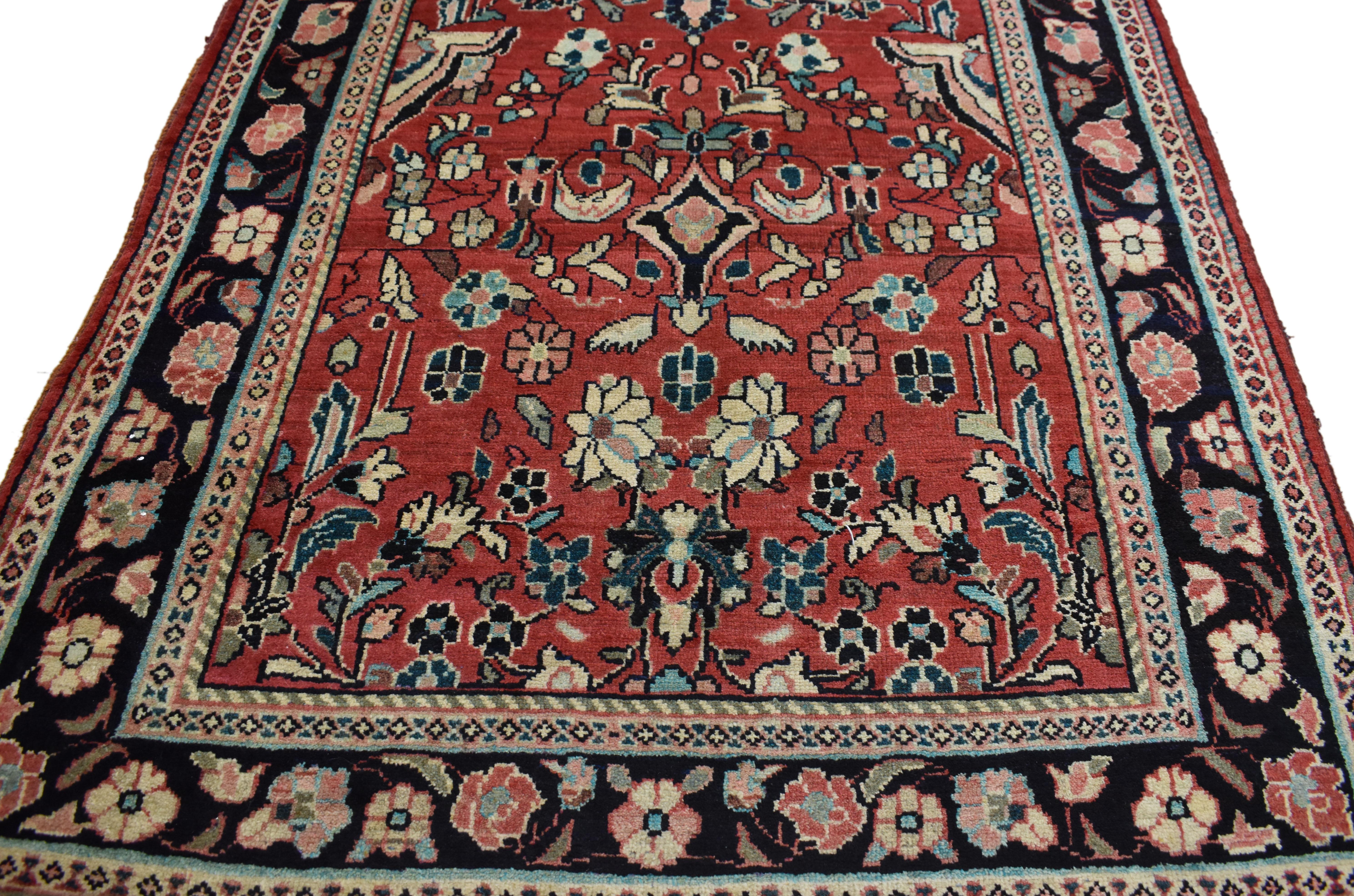 Sarouk Farahan Vintage Persian Sarouk Runner with Traditional Style, Hallway Runner For Sale