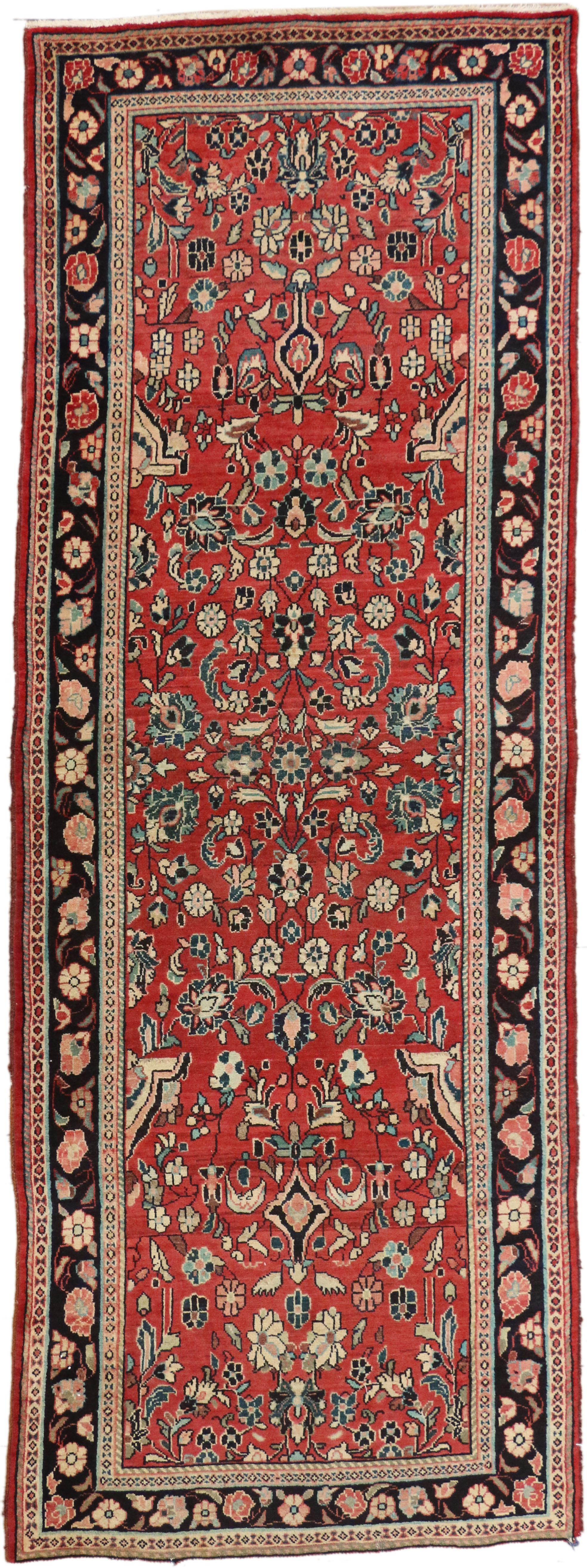 Wool Vintage Persian Sarouk Runner with Traditional Style, Hallway Runner For Sale