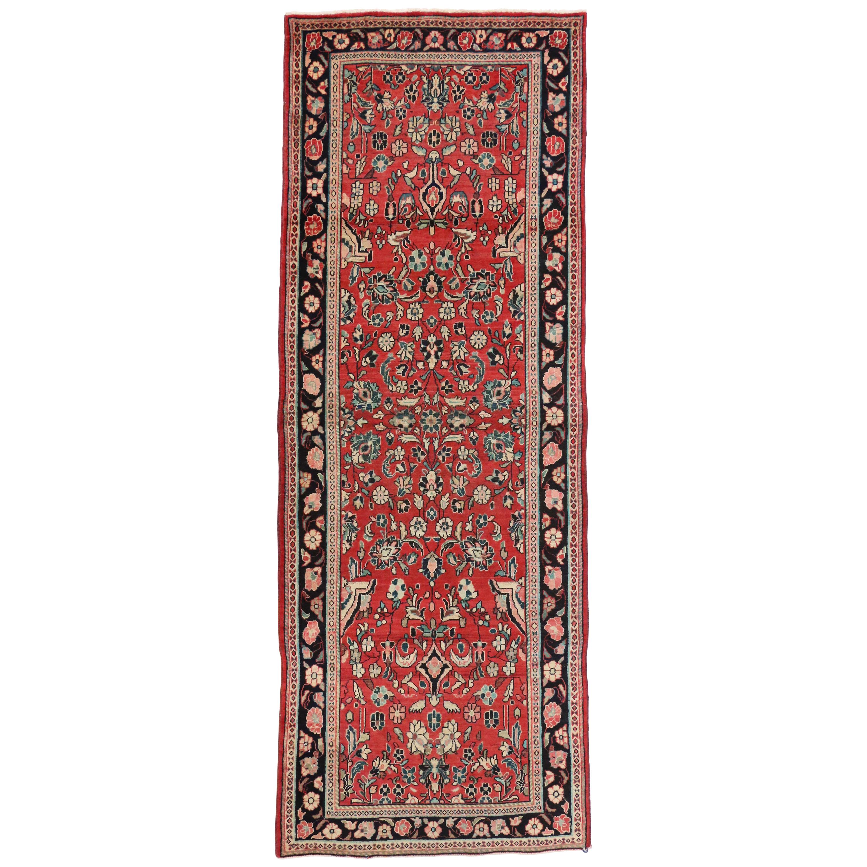 Vintage Persian Sarouk Runner with Traditional Style, Hallway Runner For Sale