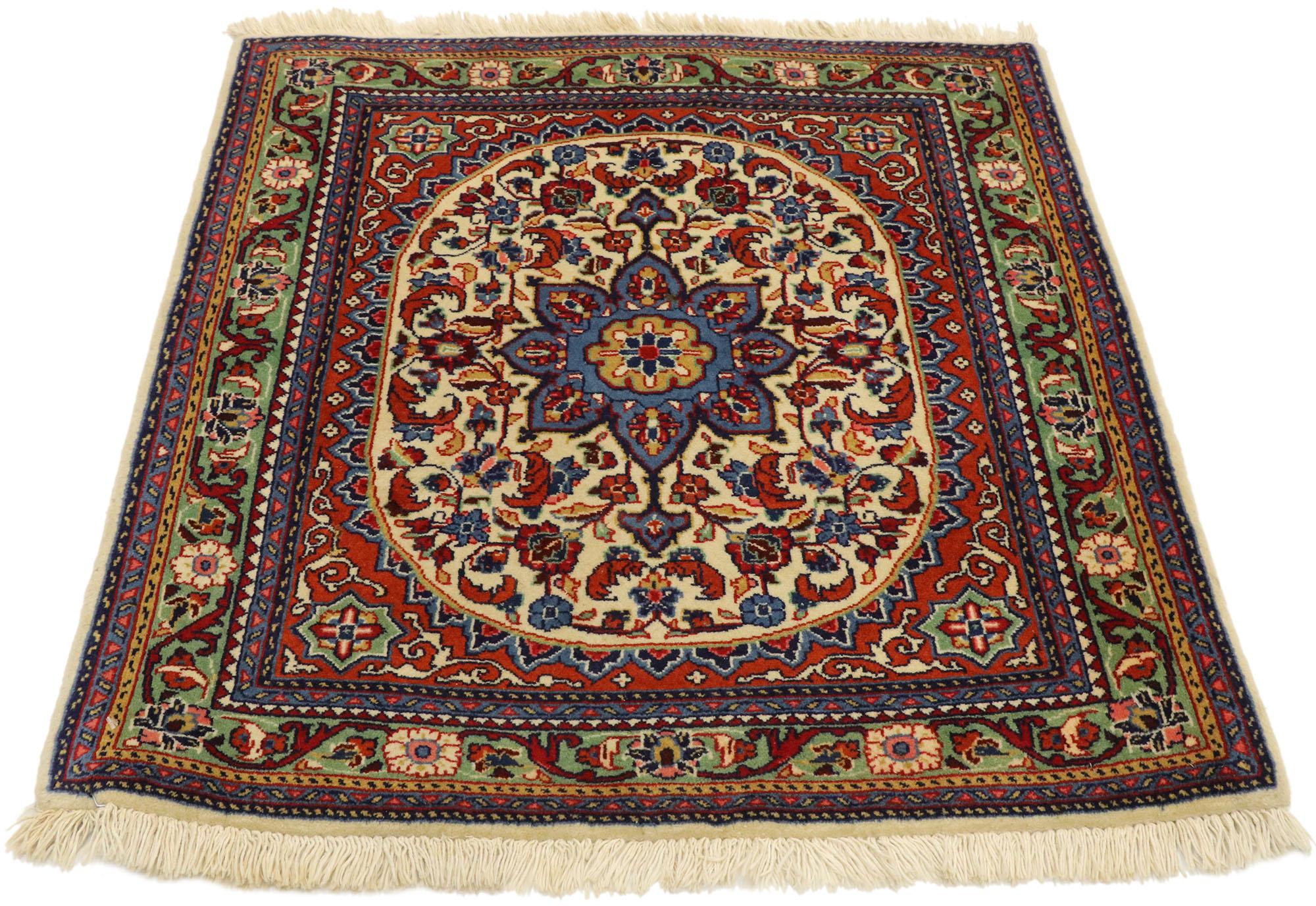 Aesthetic Movement Vintage Persian Sarouk Scatter Rug with American Traditional Style For Sale