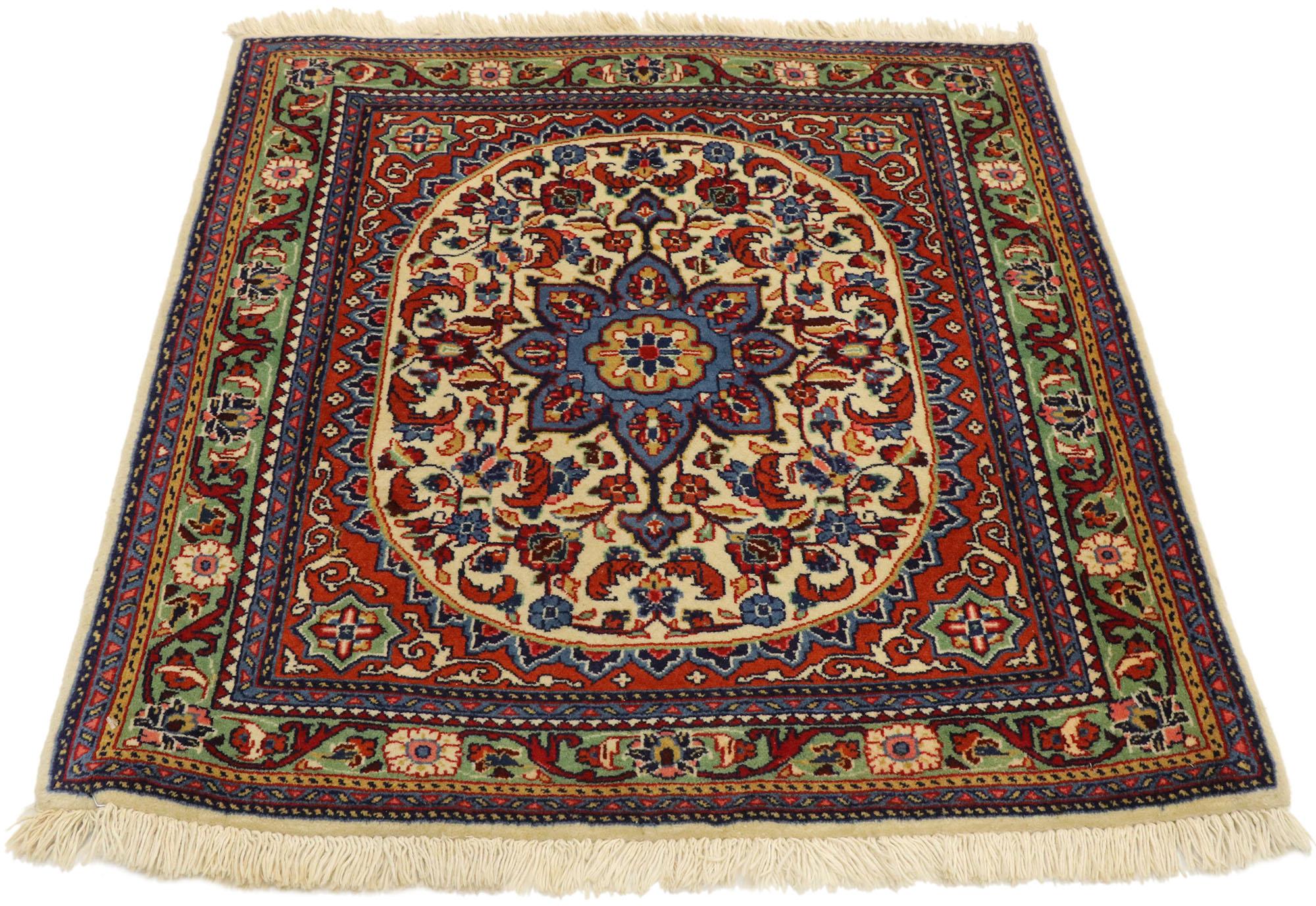 Estetismo Tappeto persiano vintage Sarouk Scatter con stile tradizionale americano in vendita