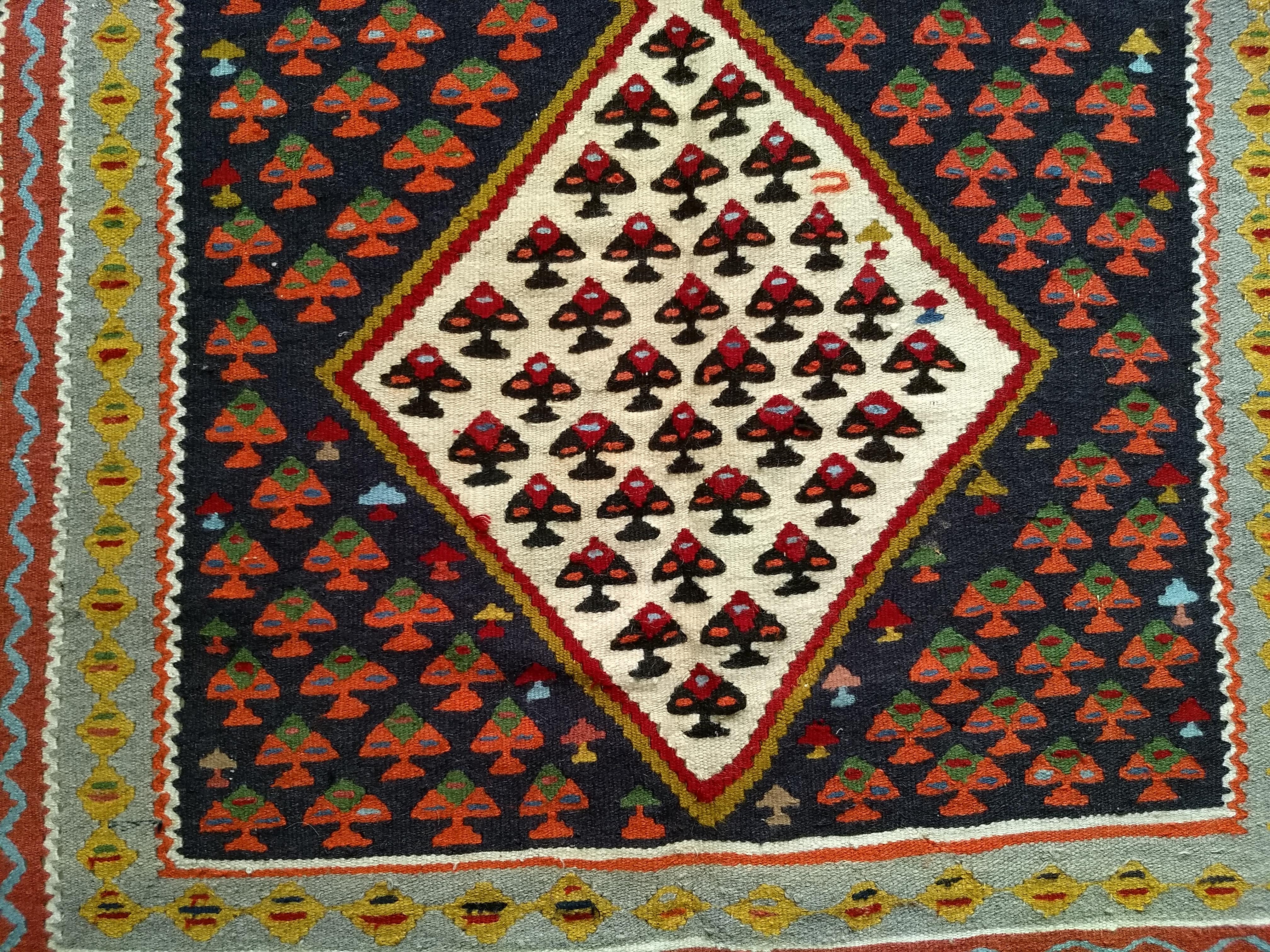 20th Century Vintage Persian Senneh Kilim, 3’ 3” x 5’ 8” For Sale