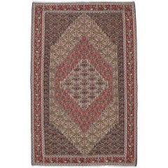 Vintage Persian Senneh Kilim Rug with Farmhouse Cottage Style