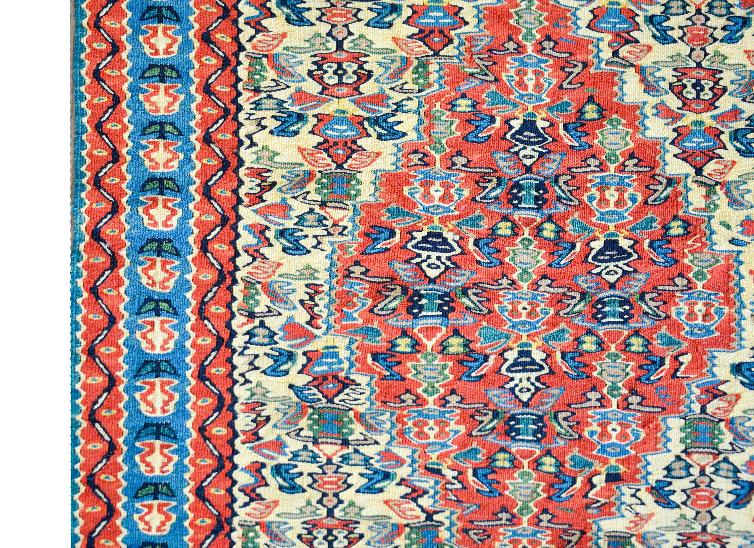 20th Century Vintage Persian Senneh Kilim Runner For Sale