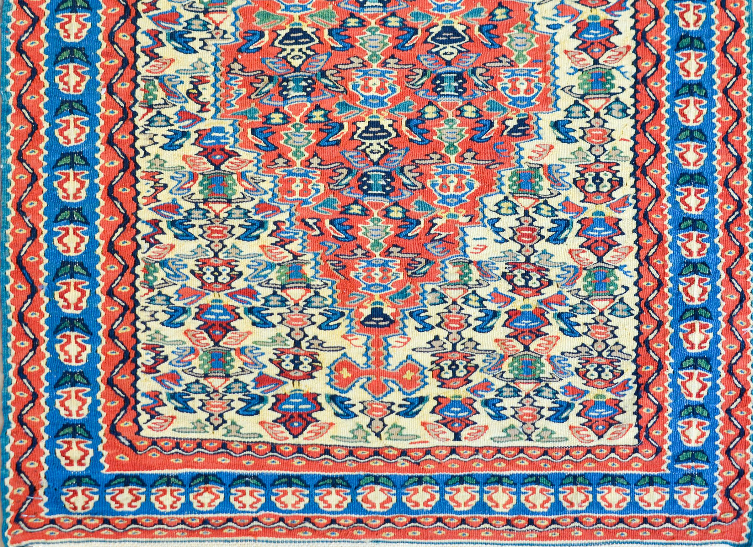 Runner persiano vintage Senneh Kilim in vendita 1