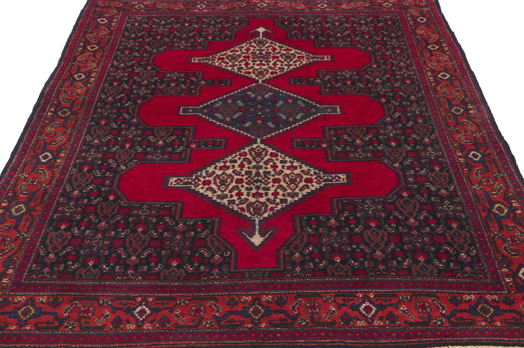 Hand-Knotted Vintage Persian Senneh Rug For Sale