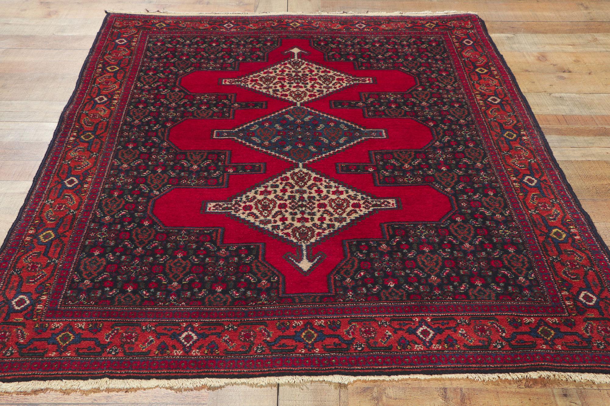 Wool Vintage Persian Senneh Rug For Sale