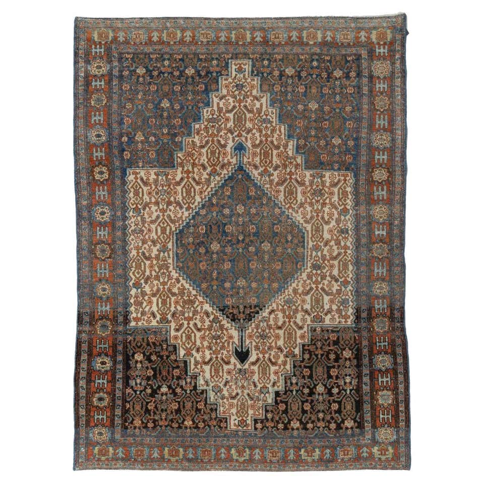 1960s Square Persian Senneh Rug For Sale at 1stDibs