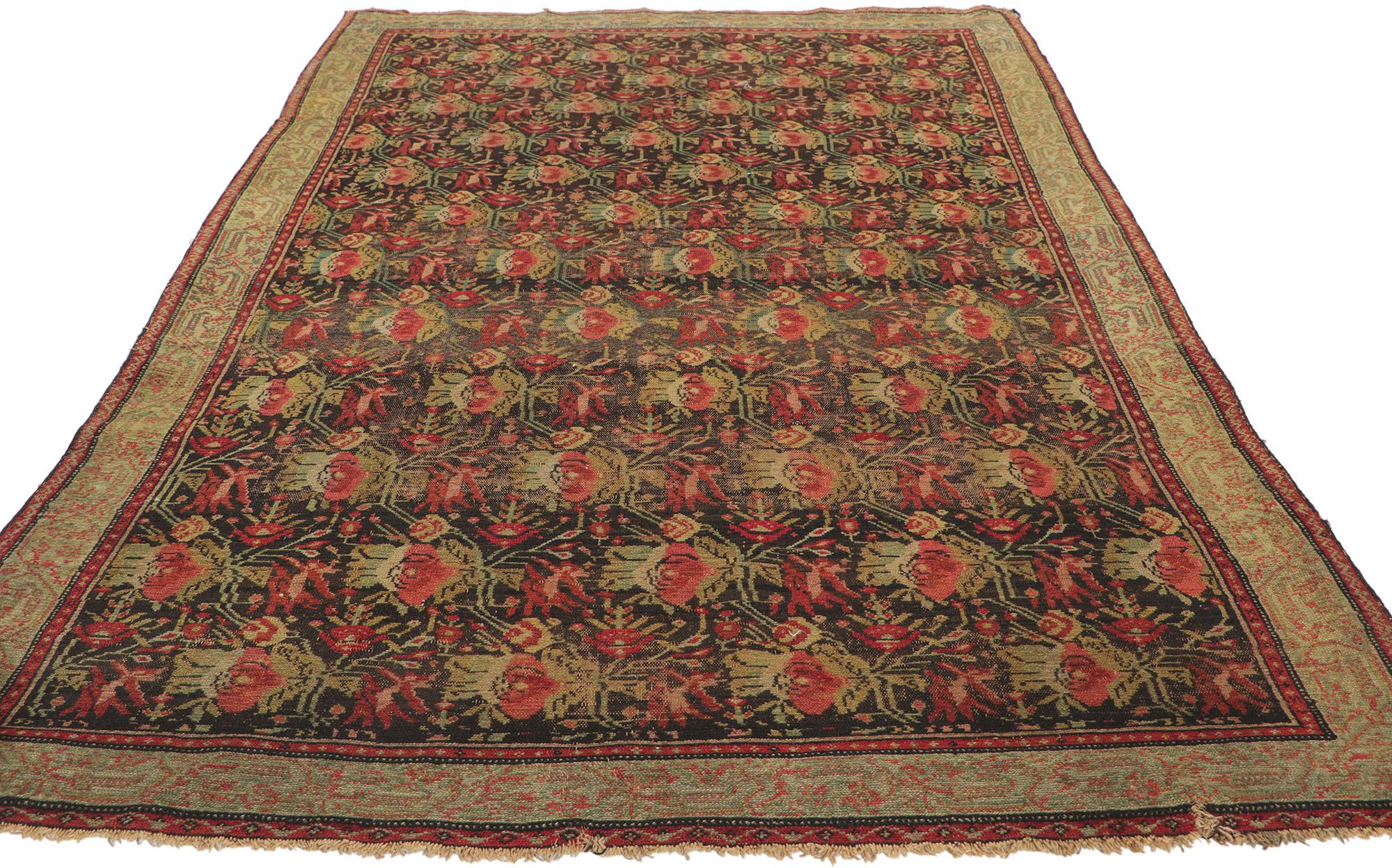 Hand-Knotted Vintage Persian Senneh Rug with American Colonial Style For Sale