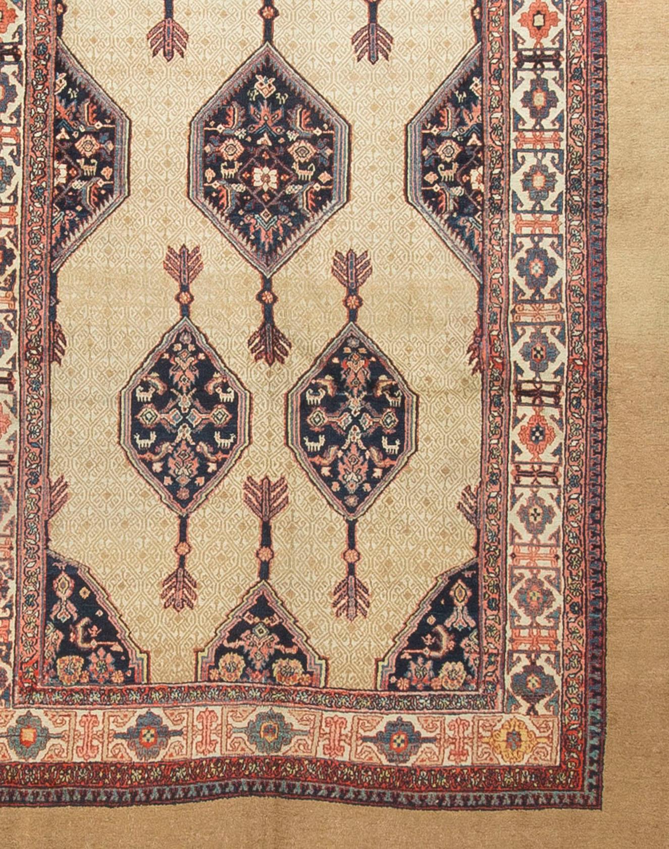 Hand-Woven Vintage Persian Serab Camel Hair Rug For Sale