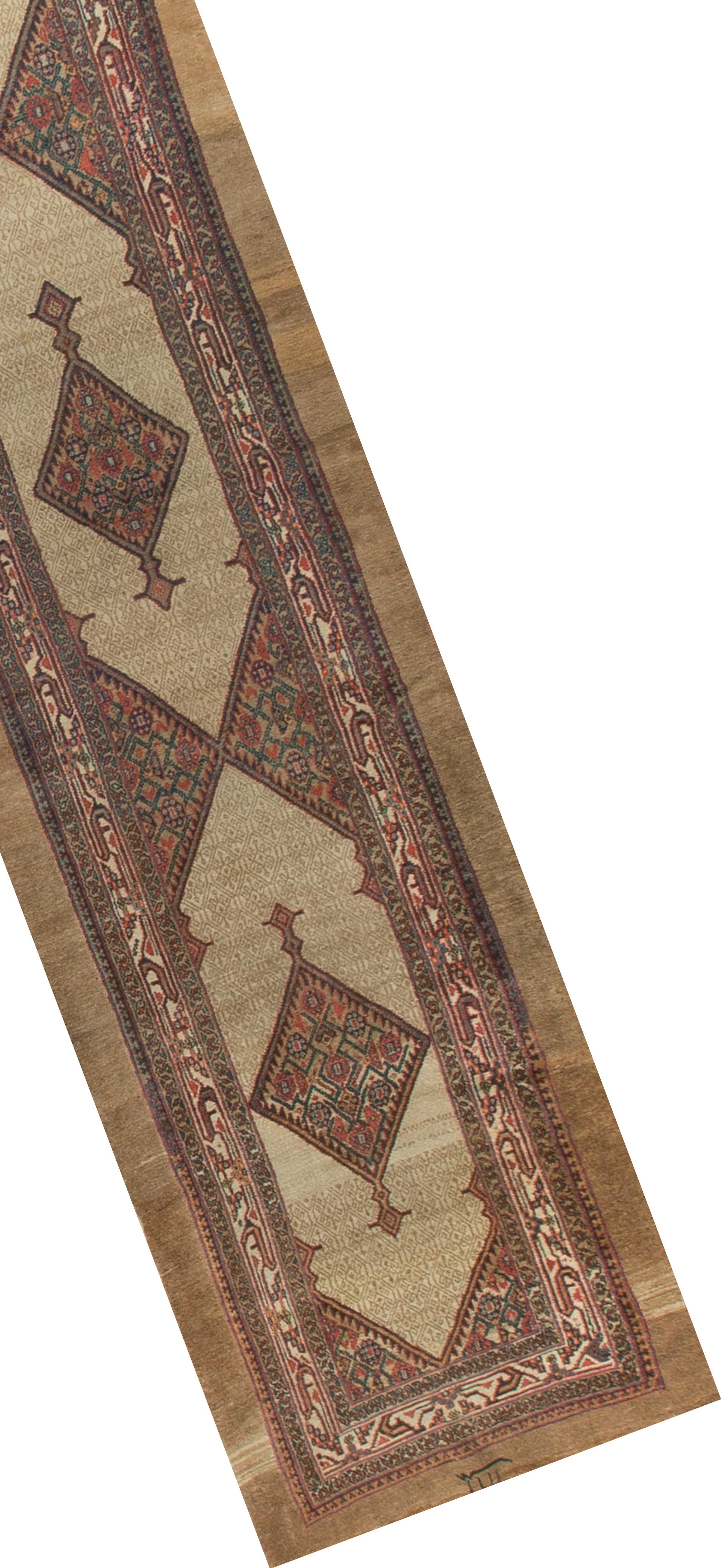 Vintage Persian Serab Camel Hair Runner circa 1930 In Good Condition For Sale In Secaucus, NJ