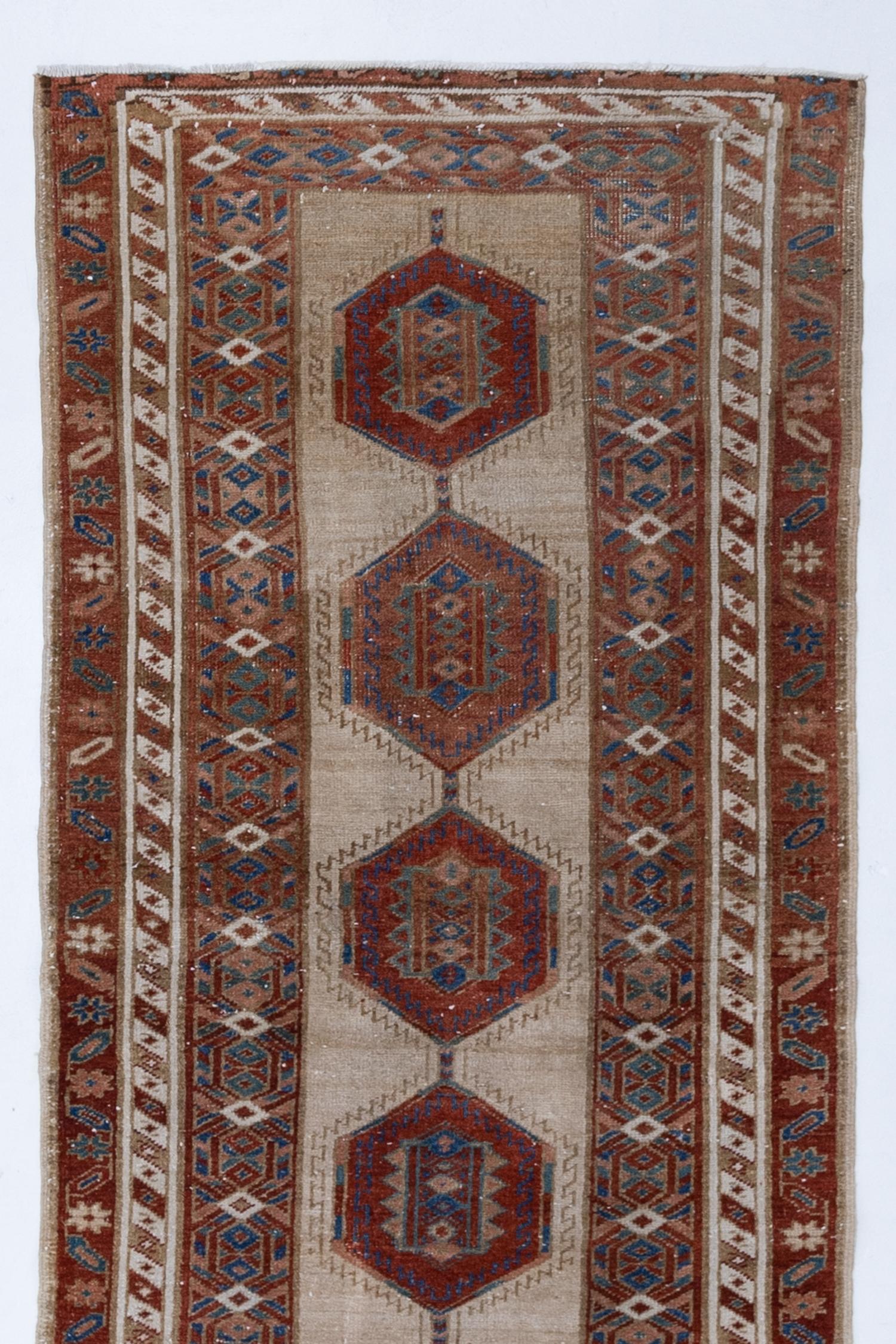 Hand-Woven Vintage Persian Serab Runner Rug For Sale