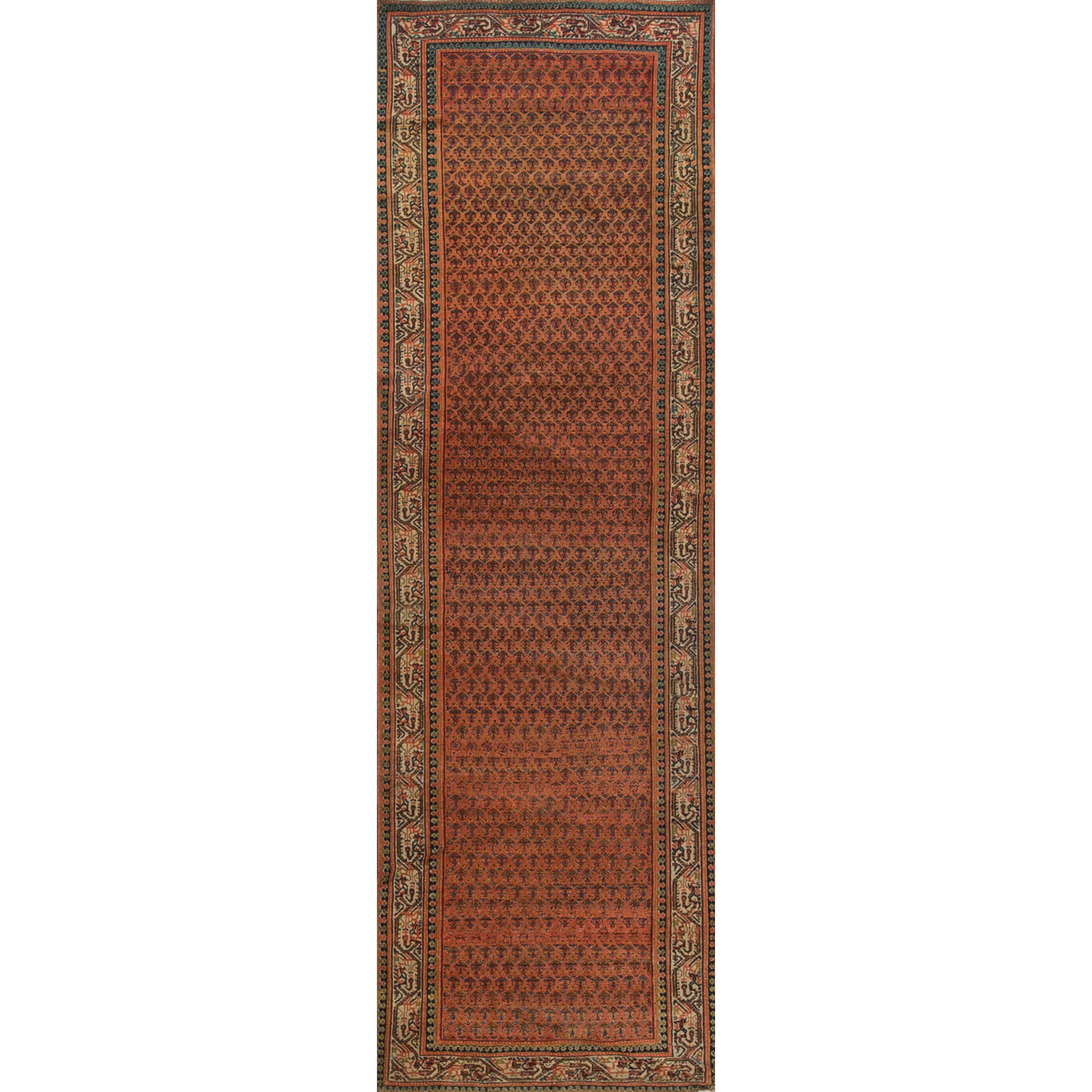 Seraband persan vintage, tapis de couloir, vers 1920  3'6 x 10'4