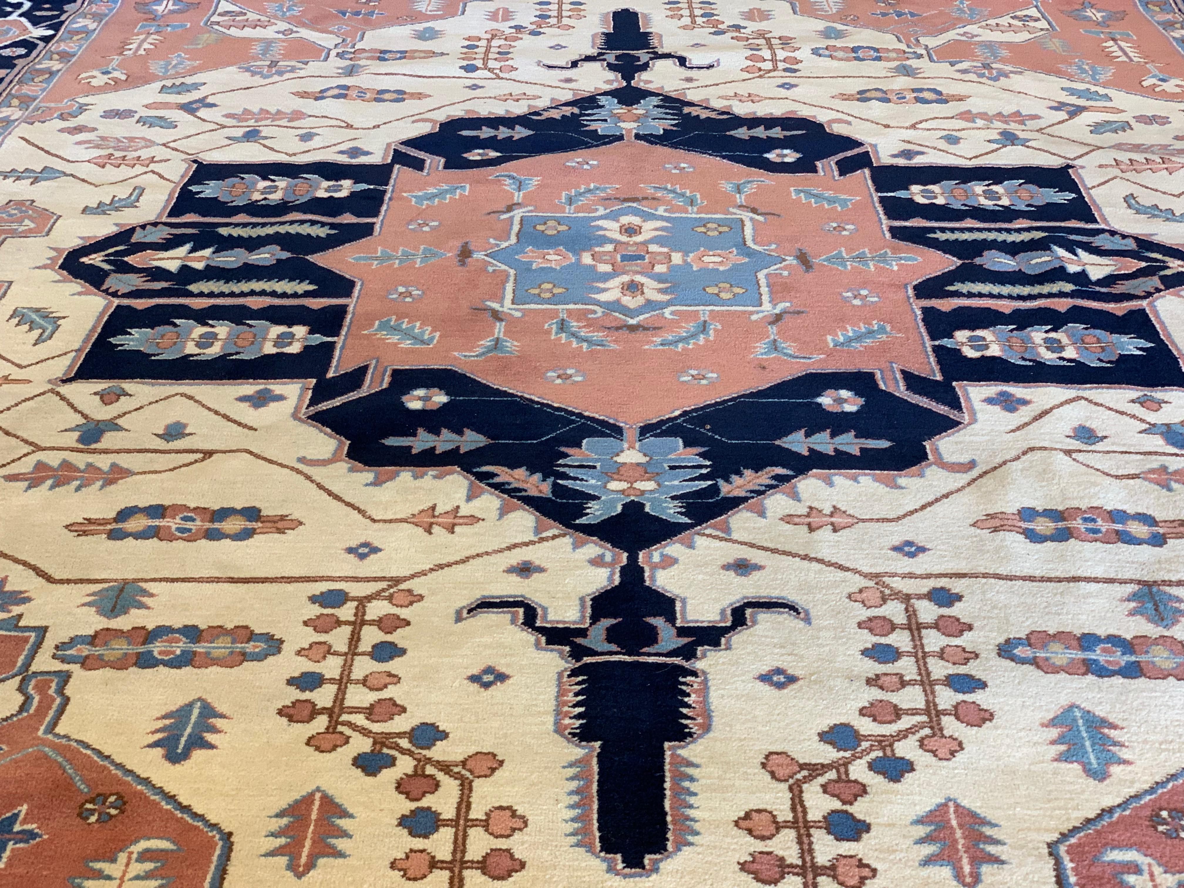 Romanian Vintage Persian Serapi Style Rug, Signed, circa 1940s For Sale