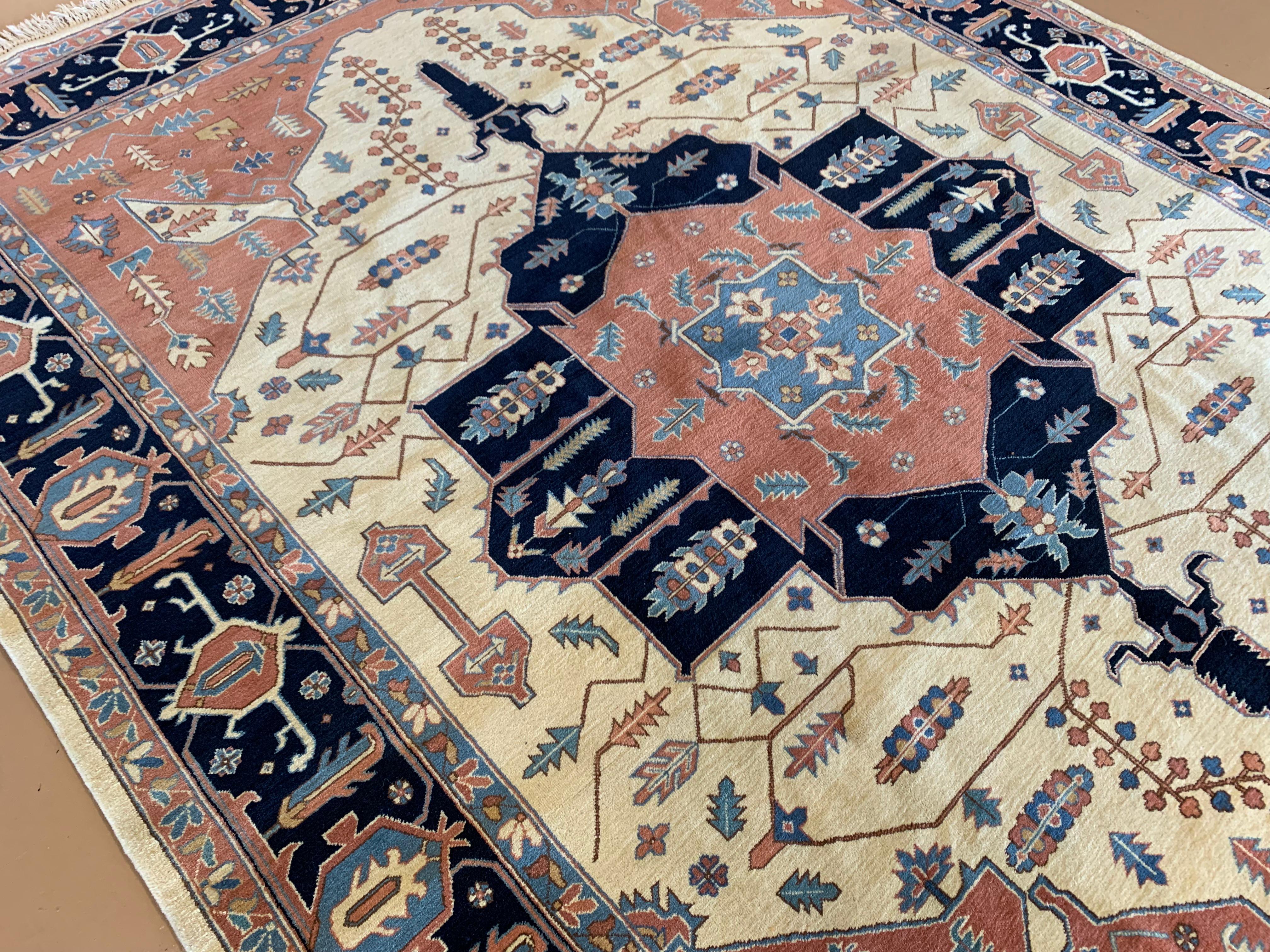 Vintage Persian Serapi Style Rug, Signed, circa 1940s For Sale 1