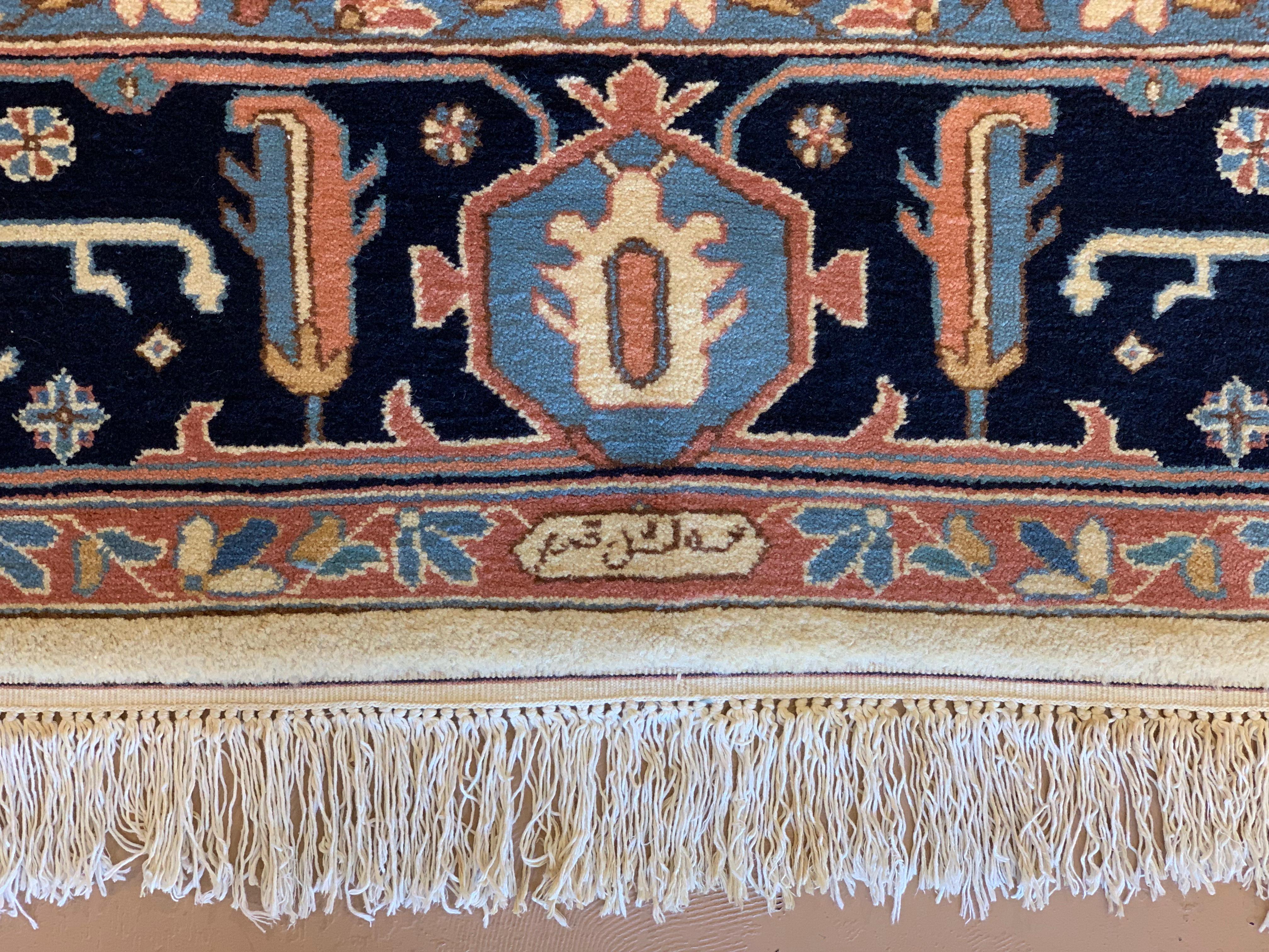 Vintage Persian Serapi Style Rug, Signed, circa 1940s For Sale 2
