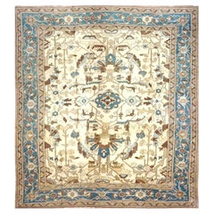 Traditional Serapi Wool 15x16 Ivory & Teal Handmade Oversized Area Rug