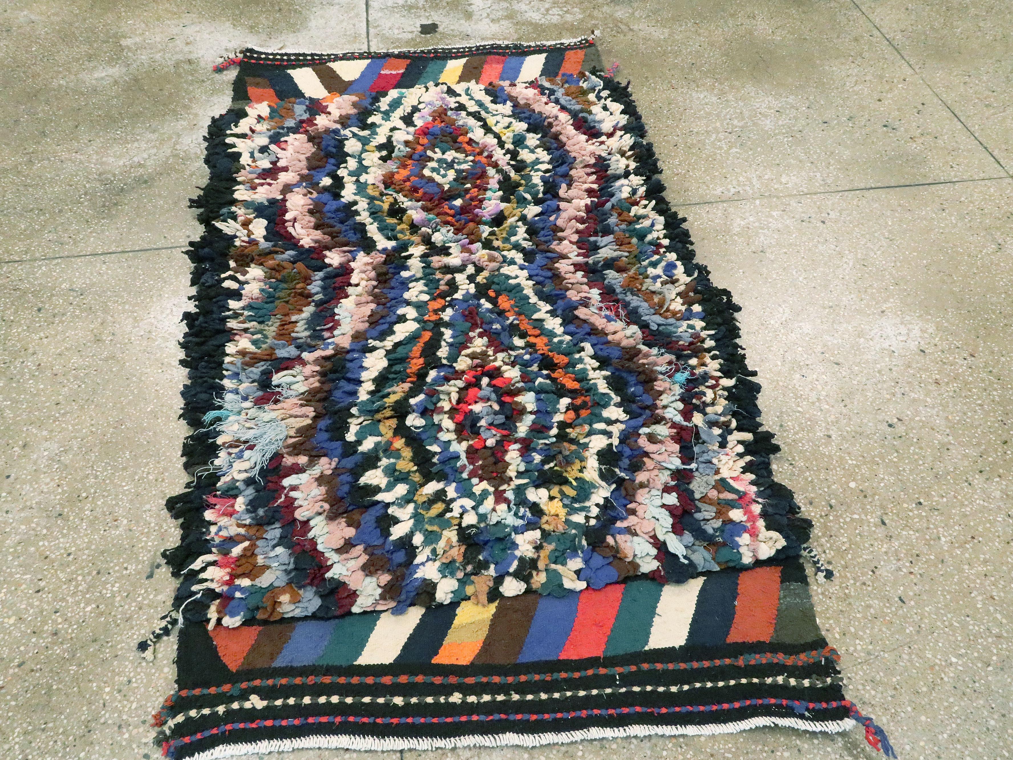 Hand-Woven Vintage Persian Shag Rug