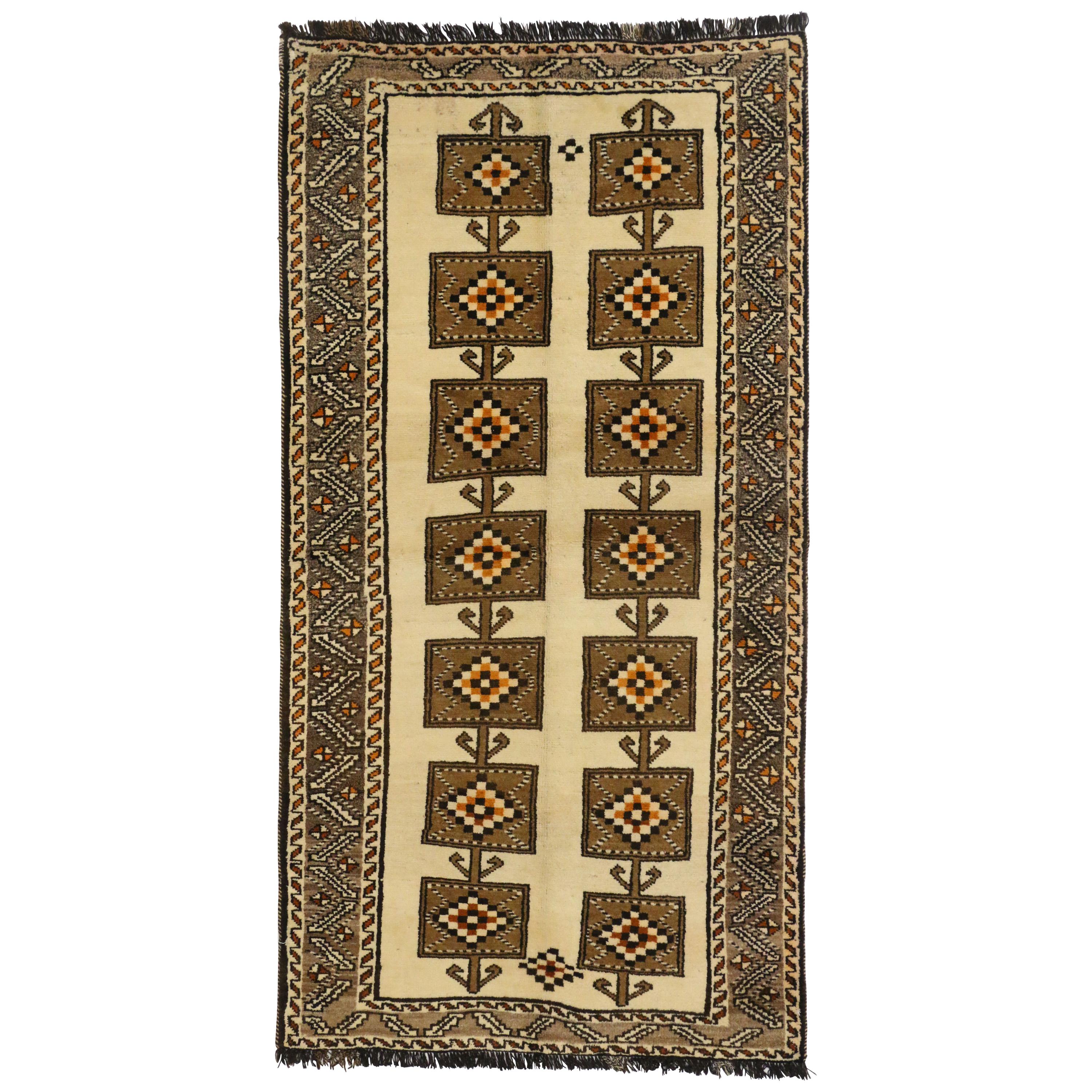 Vintage Persian Shiraz Accent Rug, Tribal Hallway Runner
