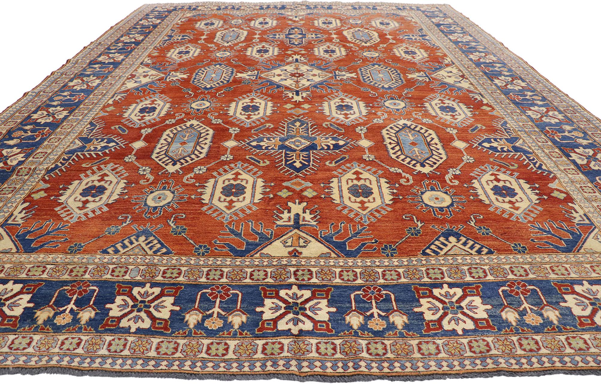 Hand-Knotted Vintage Persian Shiraz Afghani Rug with Modern Colonial and Federal Style For Sale