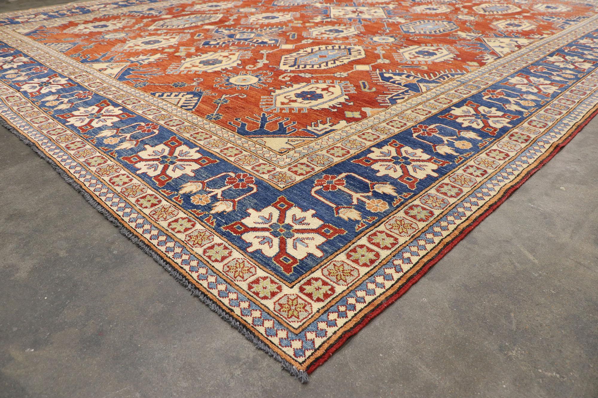 Wool Vintage Persian Shiraz Afghani Rug with Modern Colonial and Federal Style For Sale