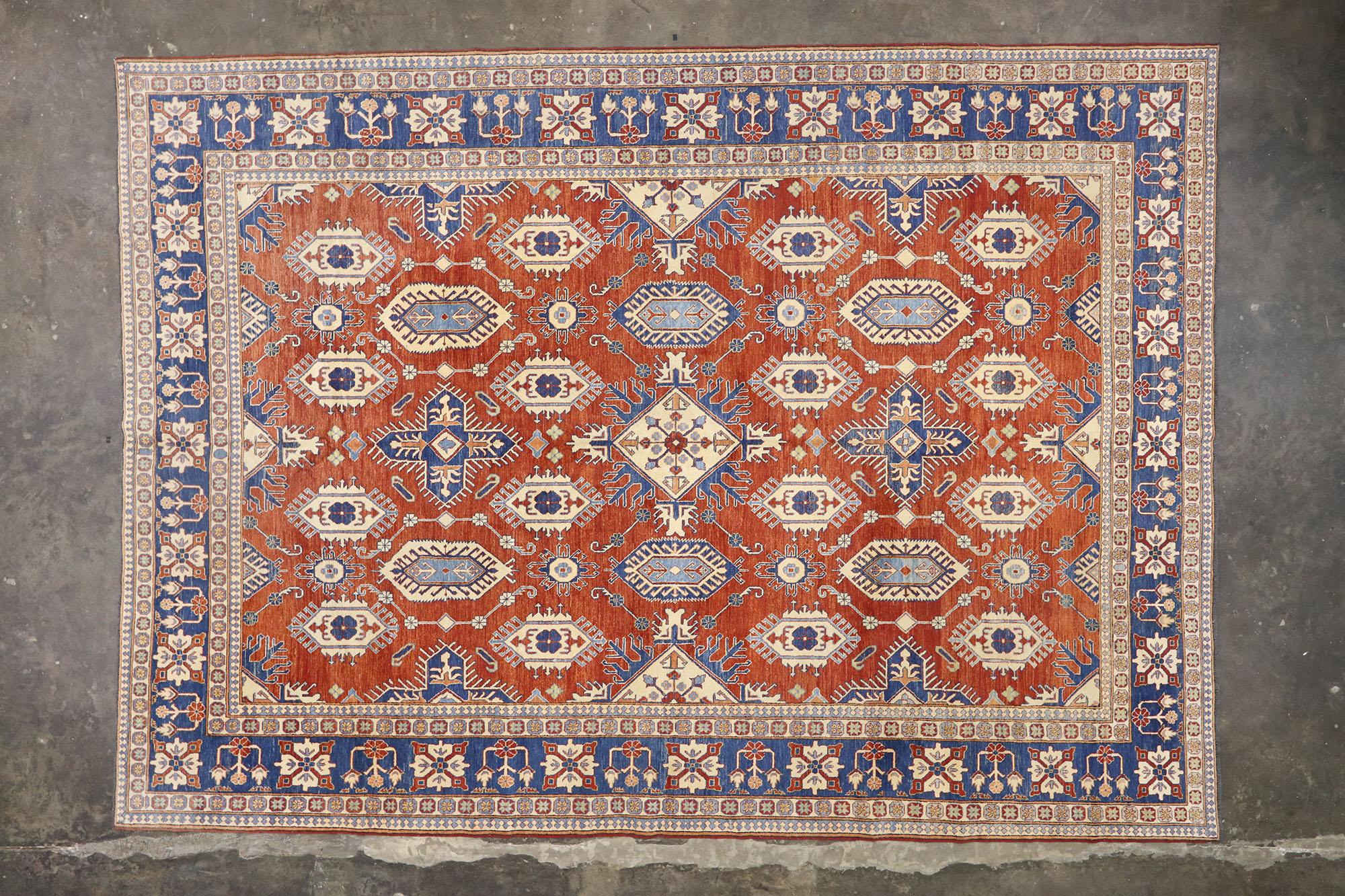 Laine Tapis persan vintage Shiraz afghan de style colonial et fédéral moderne en vente