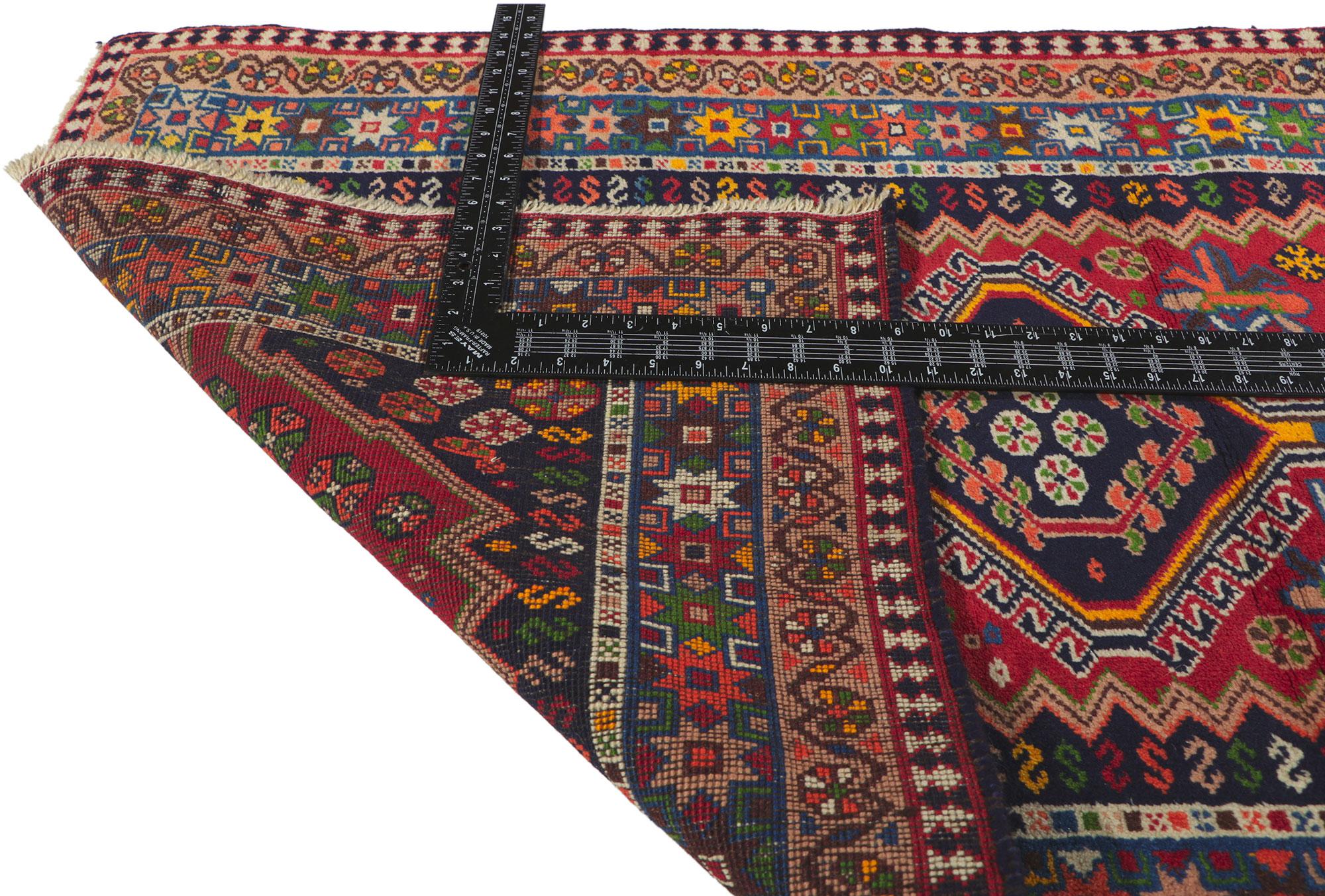 20th Century Vintage Persian Shiraz Hallway Rug Runner with Tribal Style For Sale